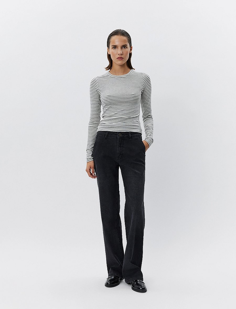 Sofie Schnoor - PETRICIASW STRIPE T-SHIRT LONG SLEE - langærmede toppe - grey striped - 3