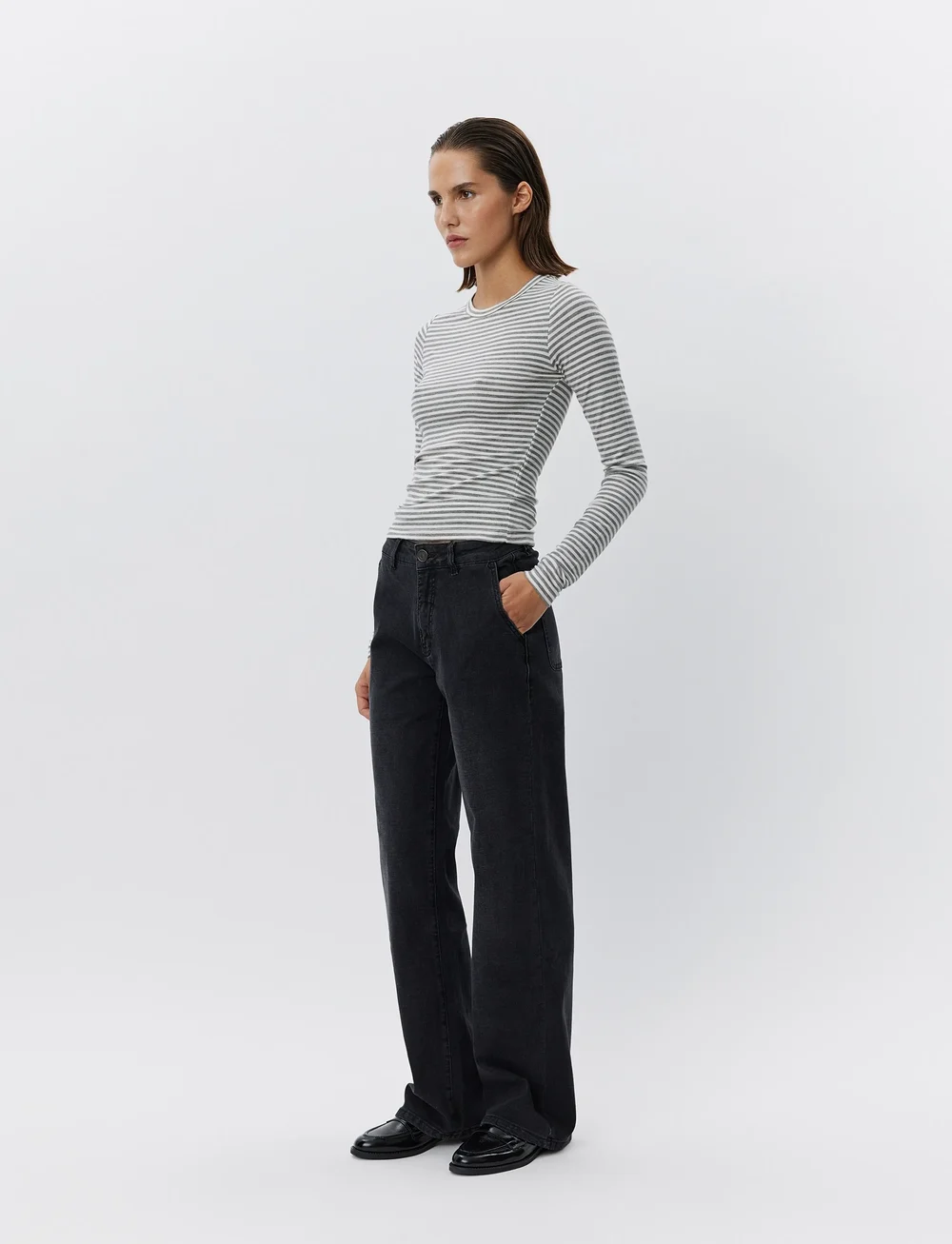 Sofie Schnoor - PETRICIASW STRIPE T-SHIRT LONG SLEE - langærmede toppe - grey striped - 4