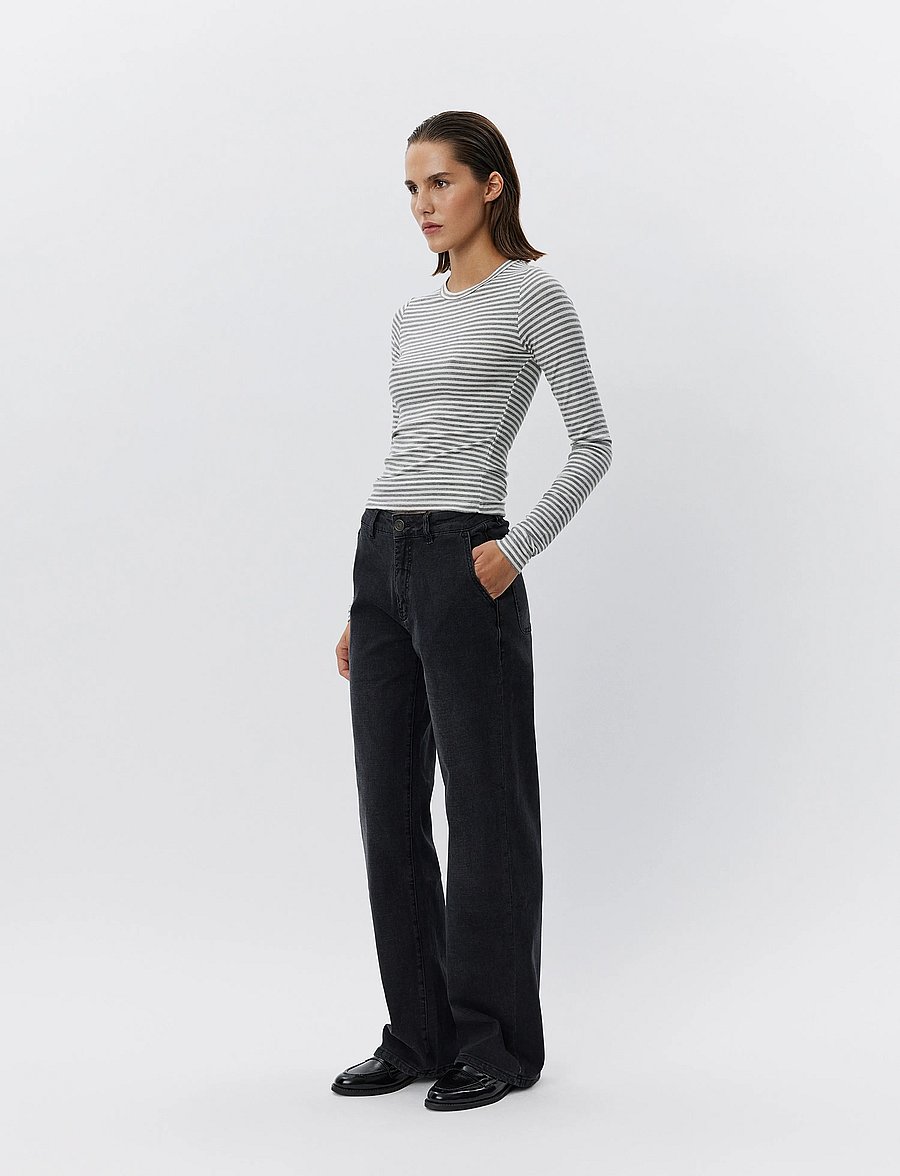 Sofie Schnoor - PETRICIASW STRIPE T-SHIRT LONG SLEE - langærmede toppe - grey striped - 4