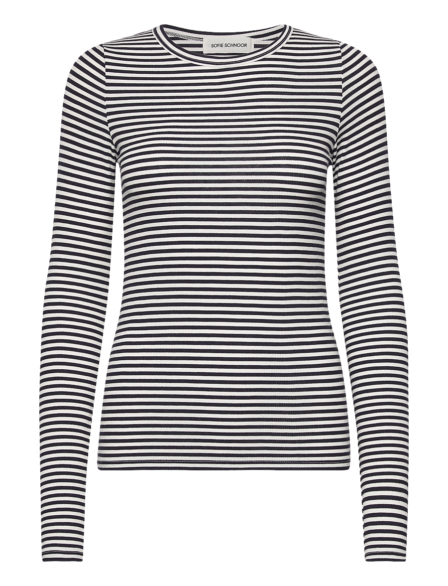Sofie Schnoor - PETRICIASW STRIPE T-SHIRT LONG SLEE - langerma toppar - navy striped - 1