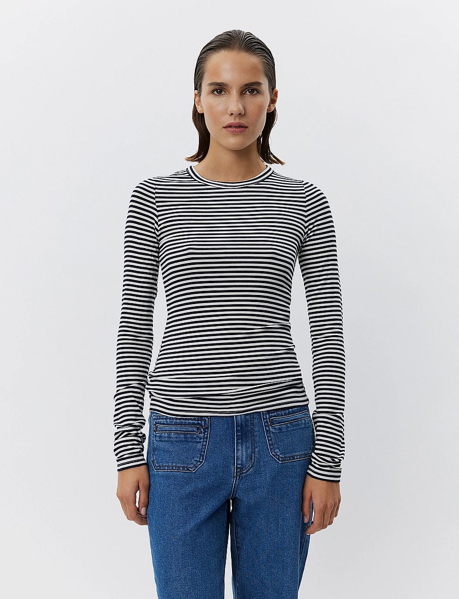 Sofie Schnoor - PETRICIASW STRIPE T-SHIRT LONG SLEE - langerma toppar - navy striped - 0