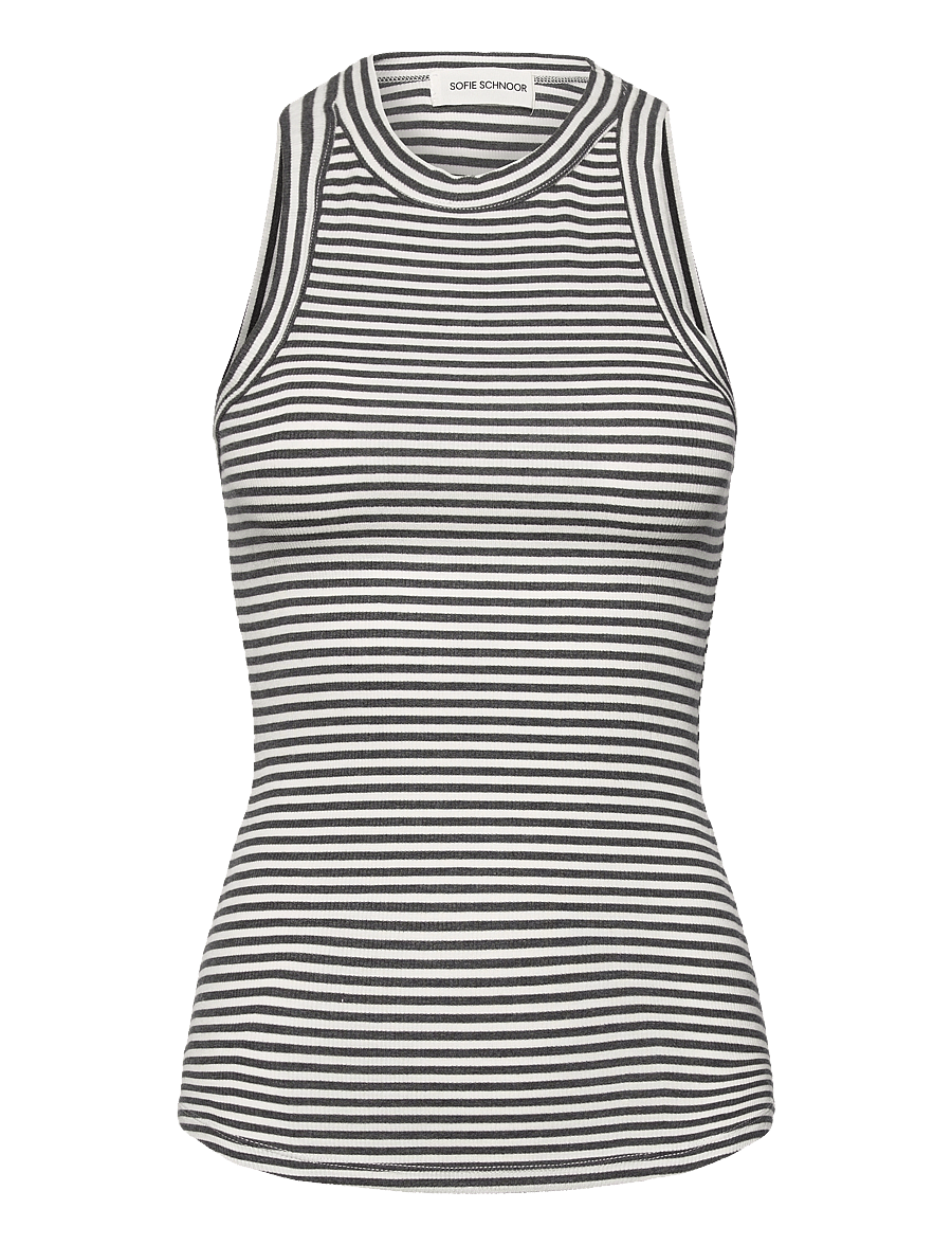 Sofie Schnoor - JULLIESW STRIPE TOP - linnen - dark grey striped - 1