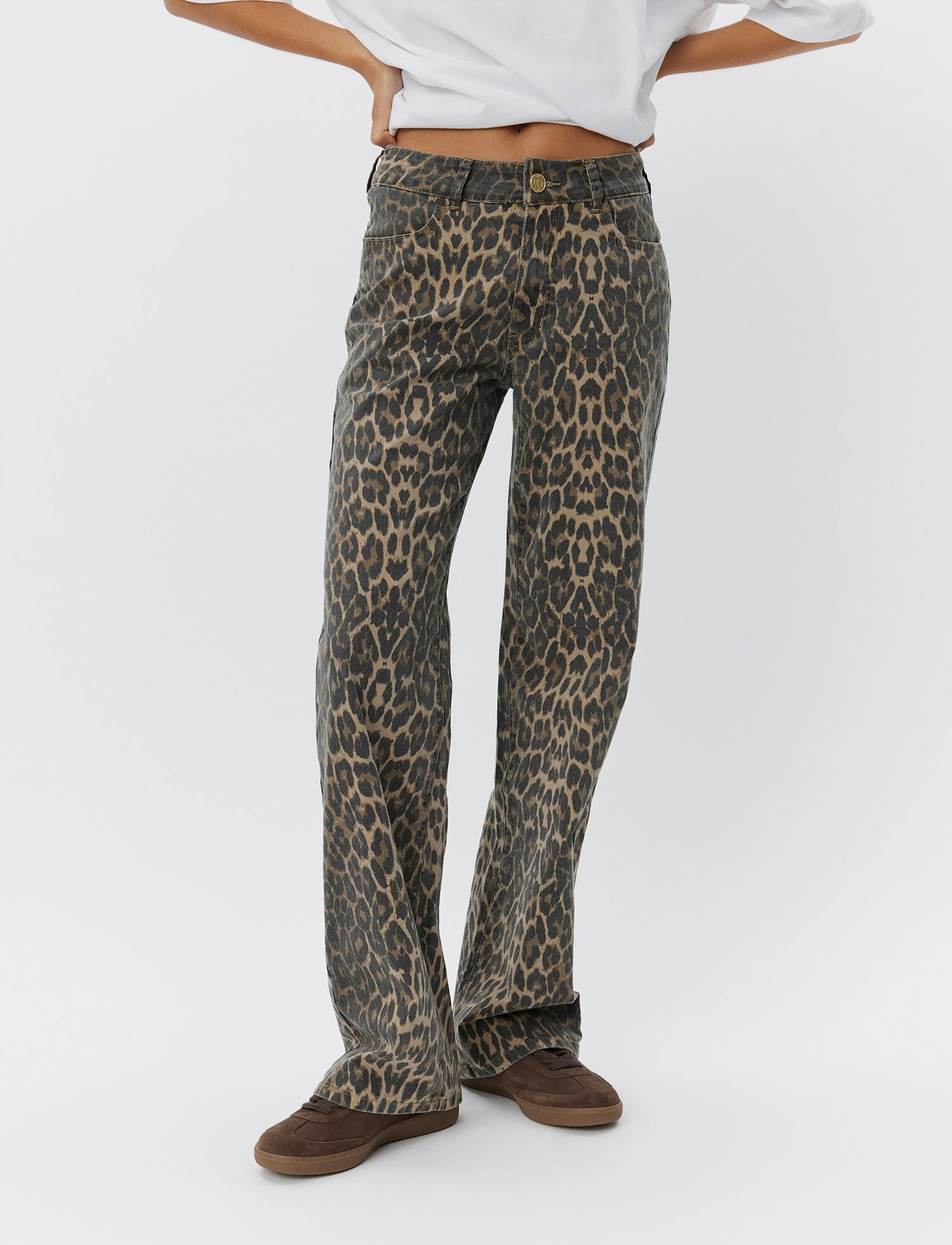 Sofie Schnoor Siennasw Leopard Trousers, Kvinder, Leopard Print Bukser, Brun, Str: 36