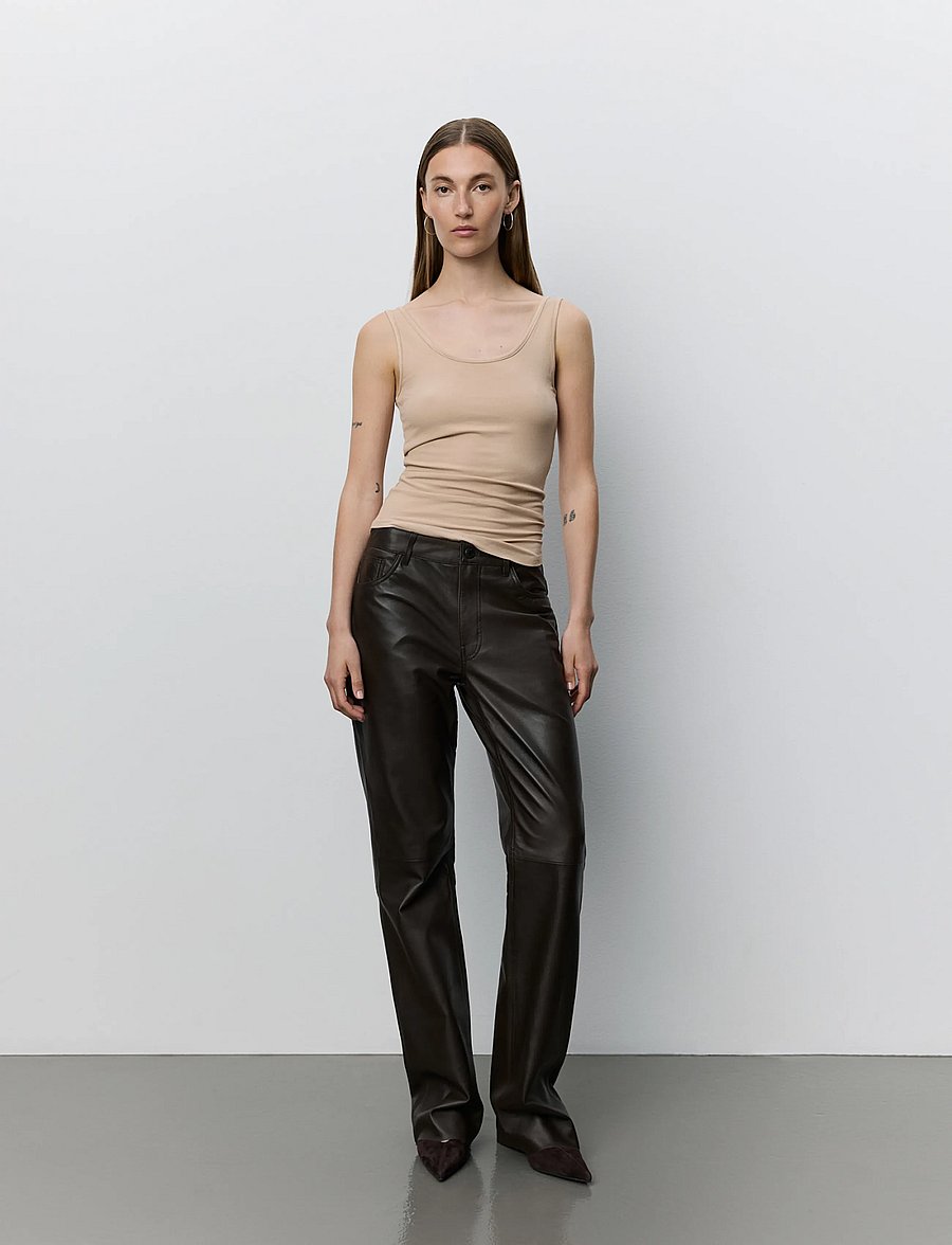 Sofie Schnoor - GATTISW LEATHER PANTS - læderbukser - dark brown - 0