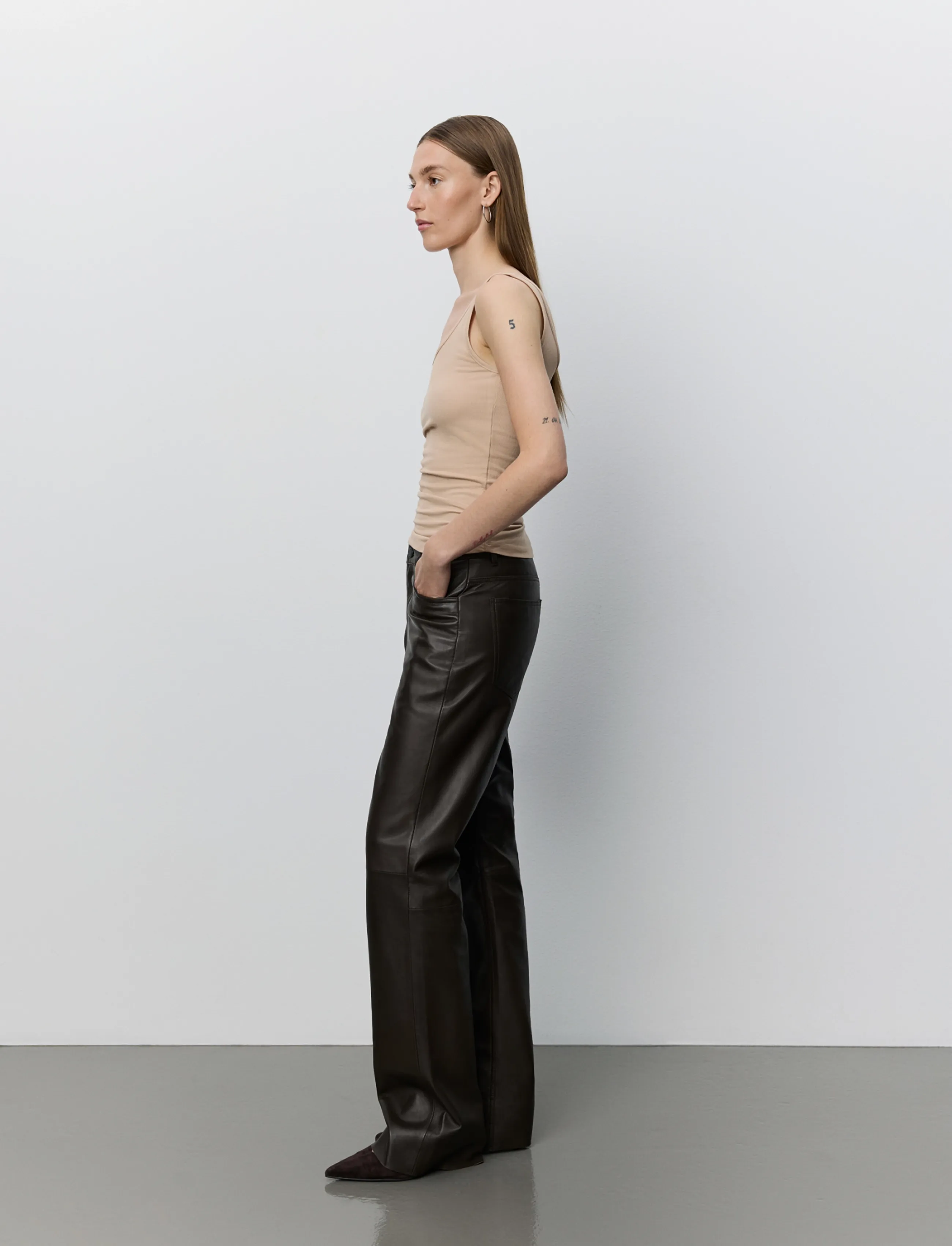 Sofie Schnoor - GATTISW LEATHER PANTS - læderbukser - dark brown - 4