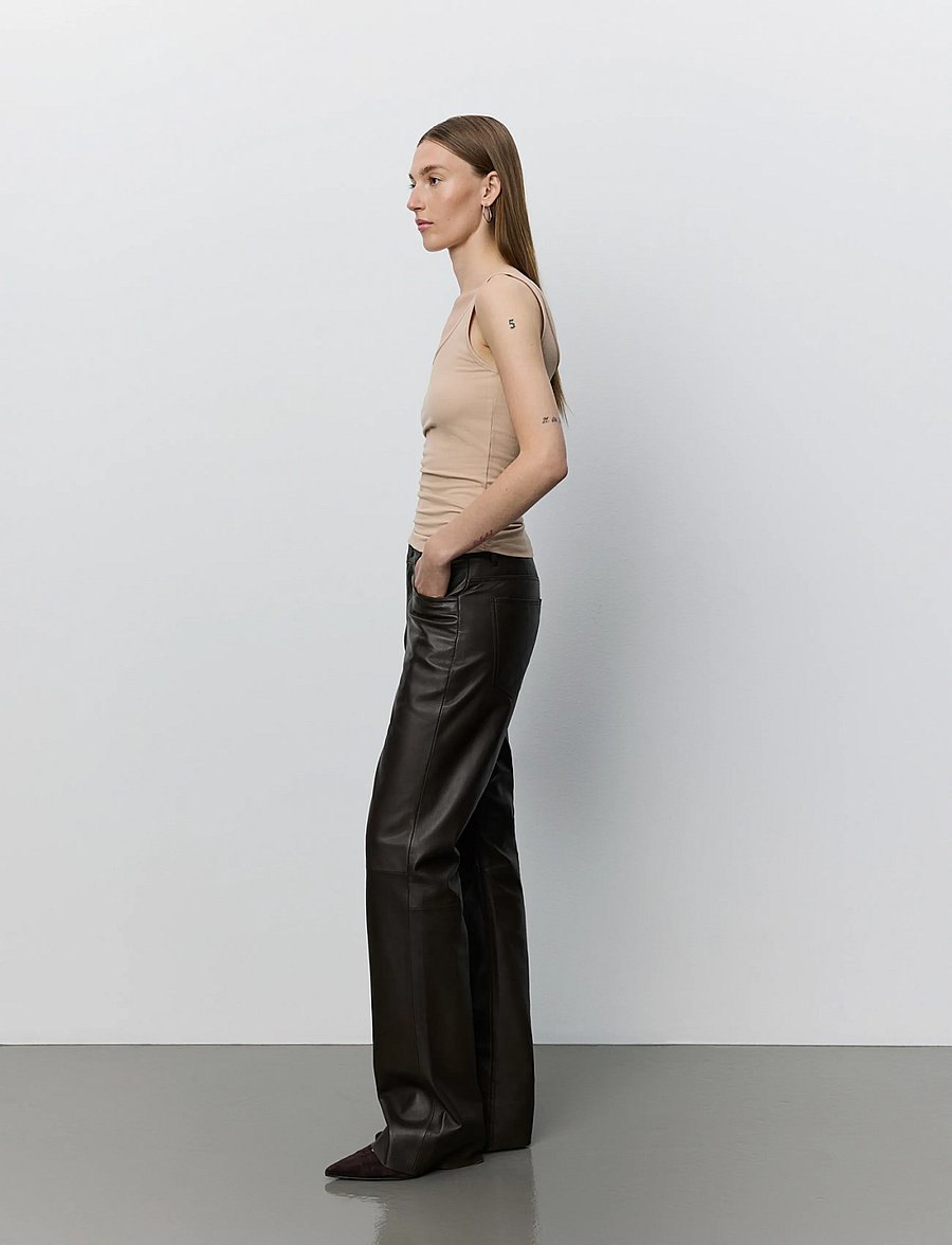 Sofie Schnoor - GATTISW LEATHER PANTS - læderbukser - dark brown - 4