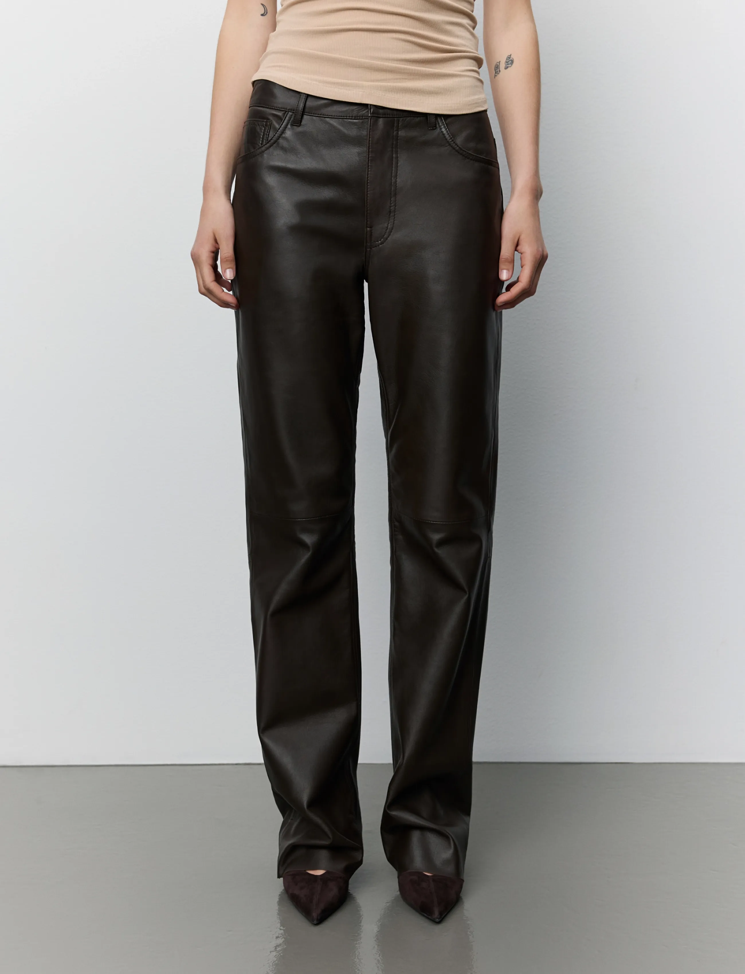 Sofie Schnoor - GATTISW LEATHER PANTS - læderbukser - dark brown - 5