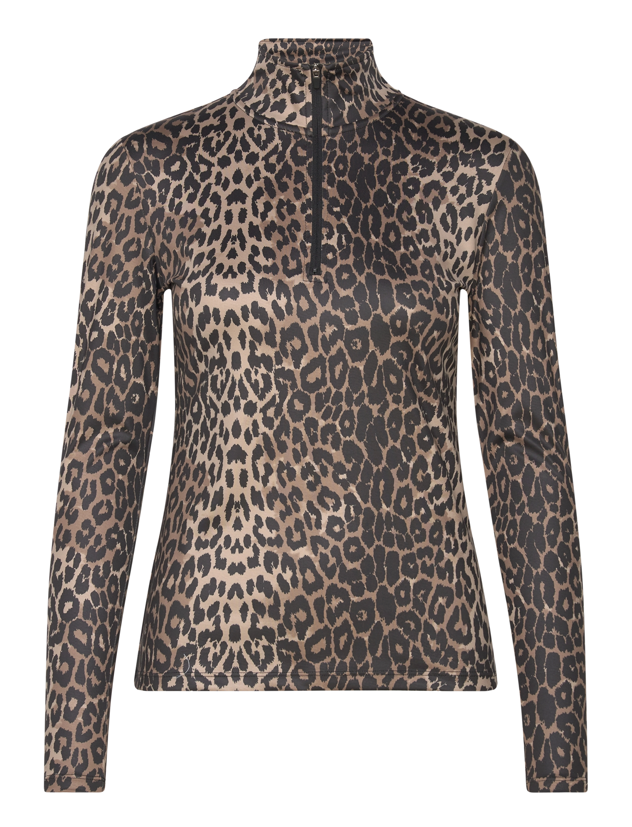 Sofie Schnoor Mallorysw Blouse Long Sleeve, Damen, Leopardenmuster Halb Reißverschluss Top, Braun, Gr: S