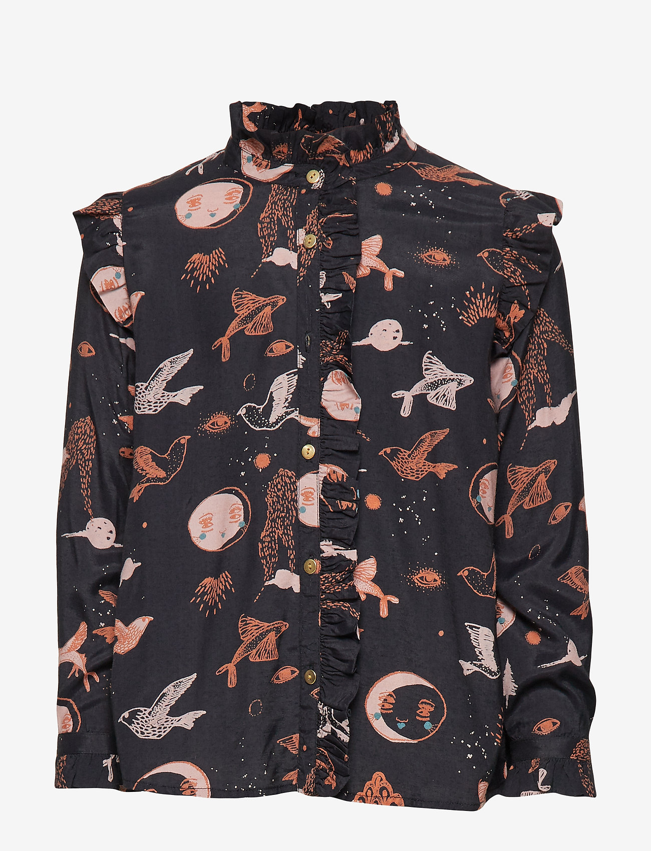 Soft Gallery - Tilde Shirt - peat, aop enchanted forest - 0