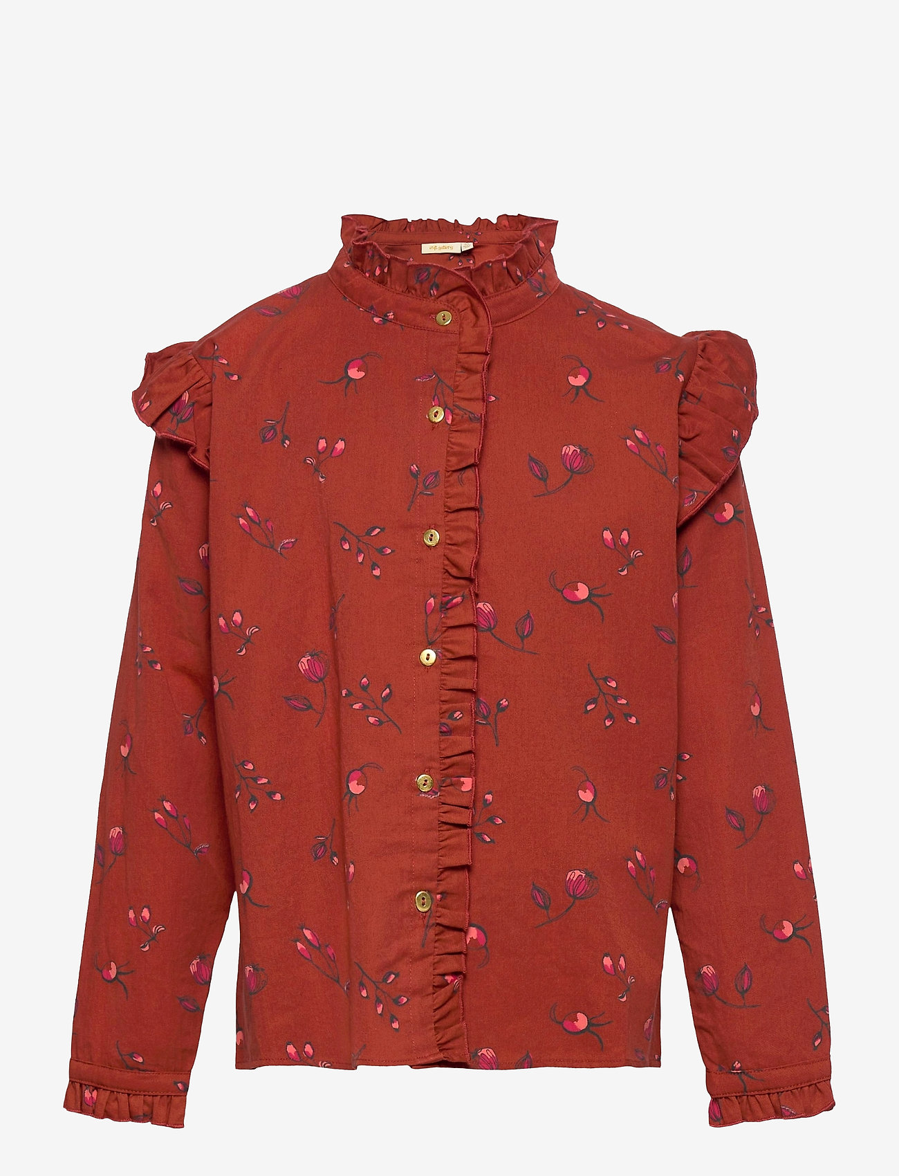 Soft Gallery - Tilde Shirt - red ochre, aop cloudberry - 0