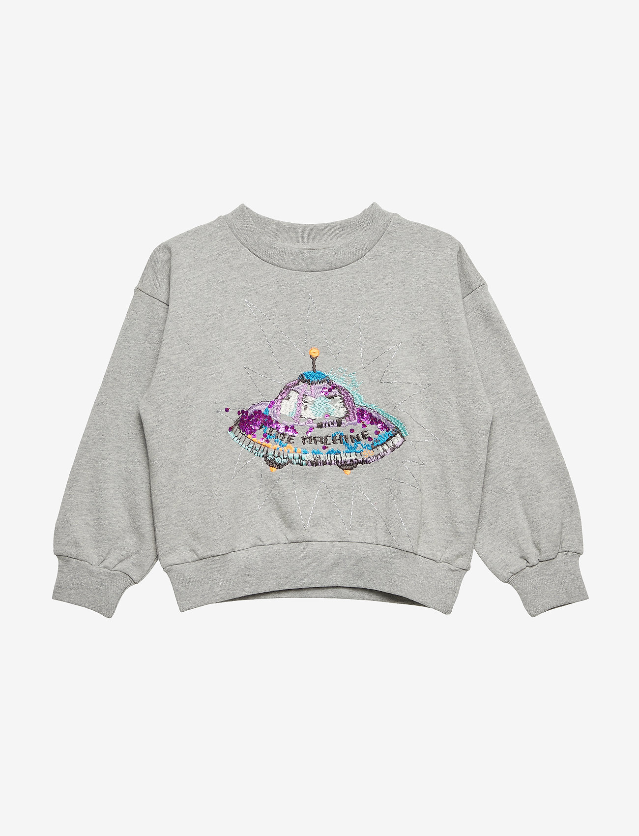 Soft Gallery - Drew Sweatshirt - grey melange, spaceship emb. - 0