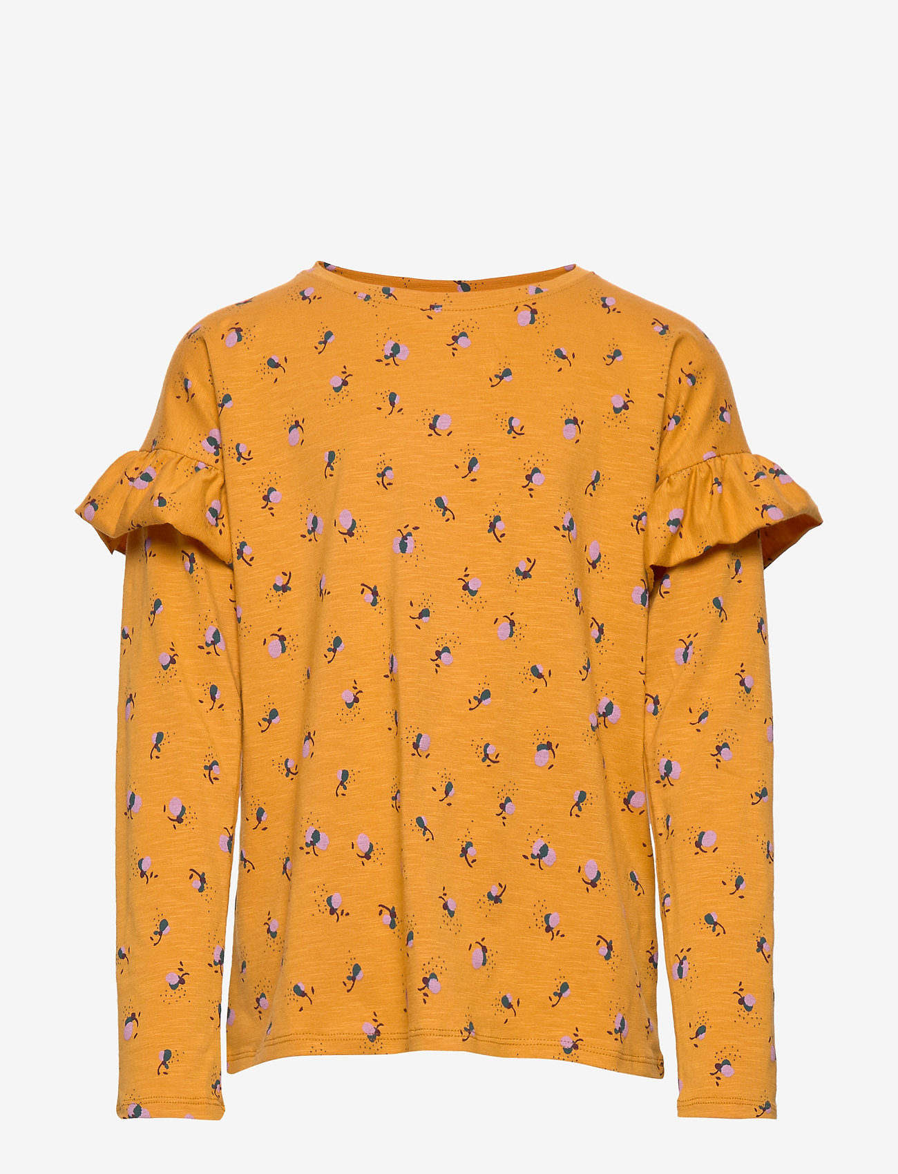 Soft Gallery - Editha T-shirt - inca gold, aop flowerbee small - 0