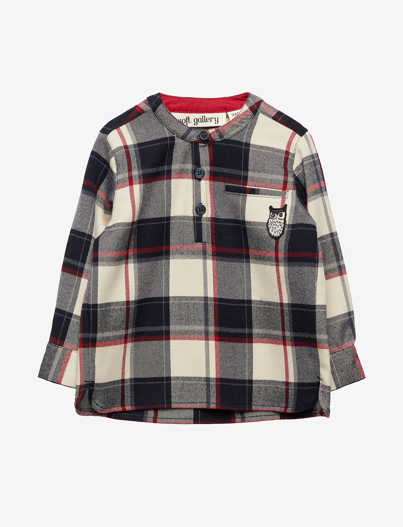 Soft Gallery - Ezra Shirt - rbw check, owl patch grey - 0