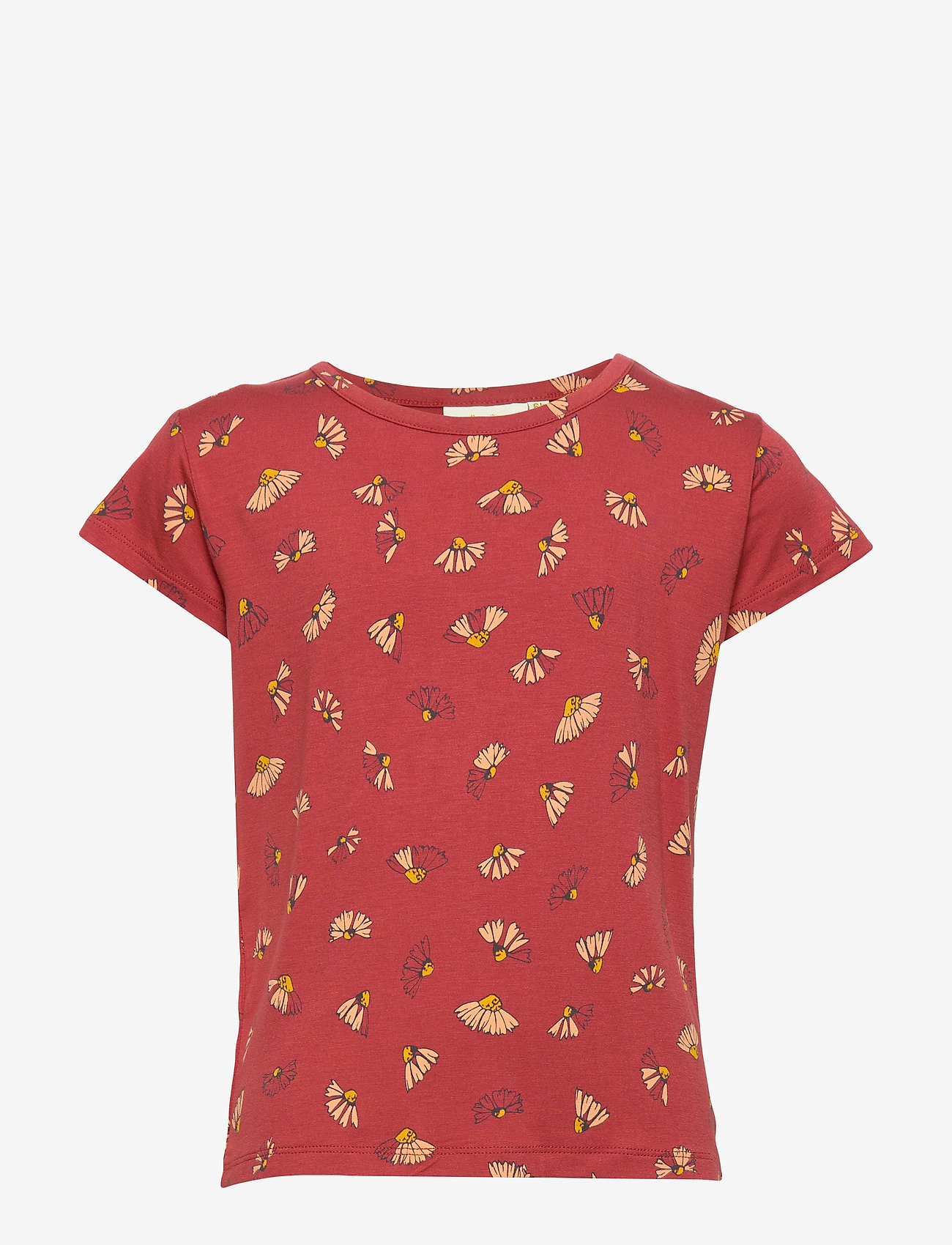 Soft Gallery - Pilou T-shirt - burnt brick, aop camomile - 0