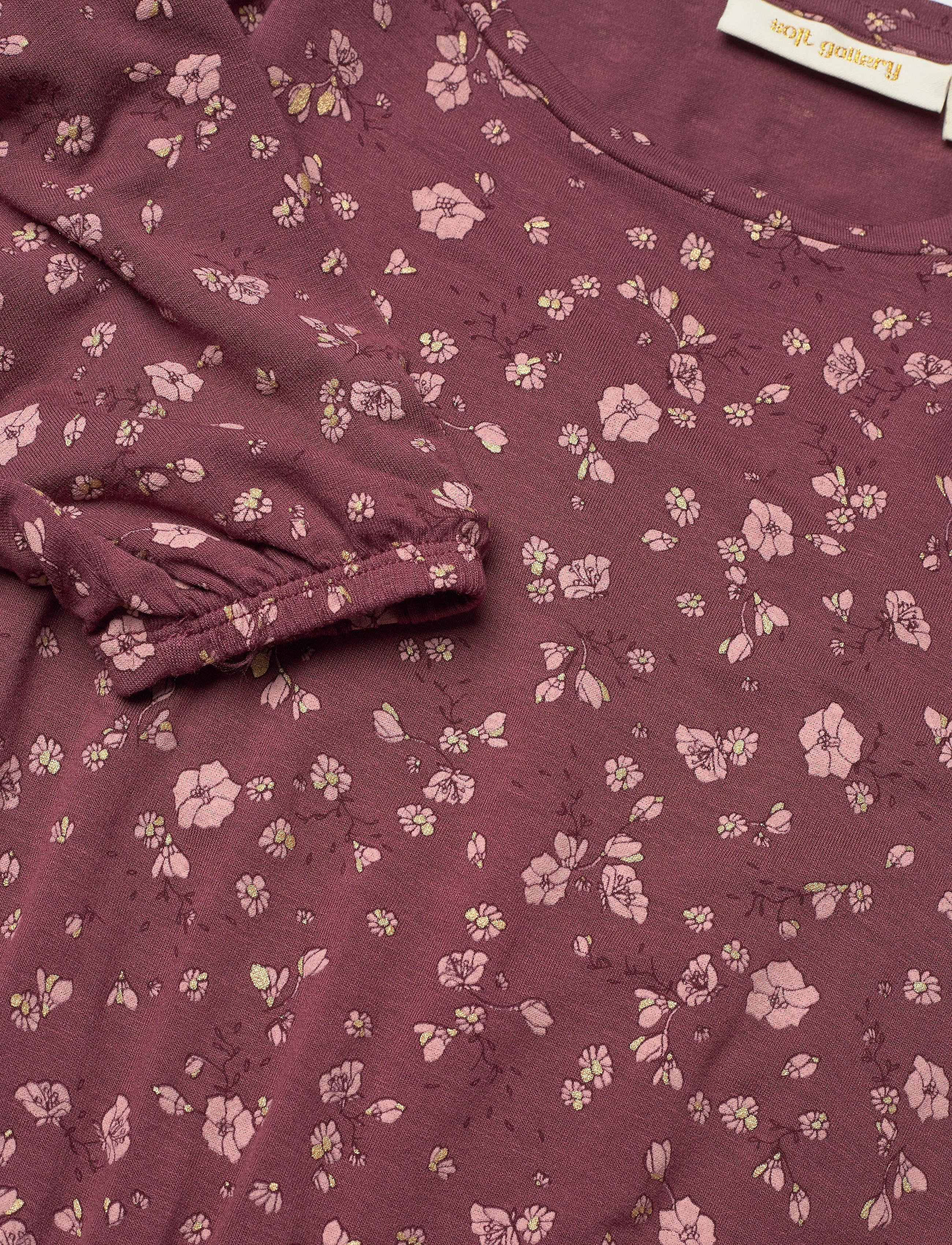 Soft Gallery - Gail Dress - oxblood red, aop flowery s - 2