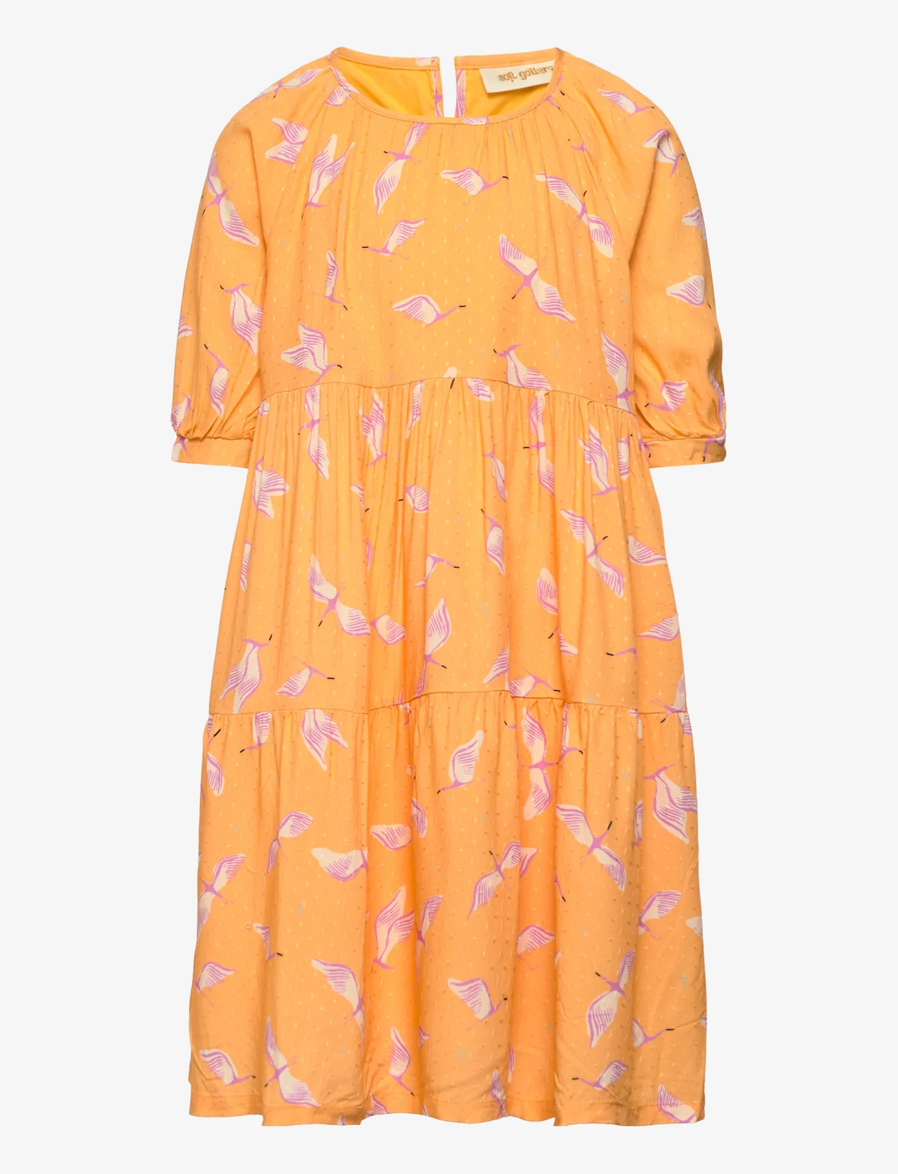 Soft Gallery - SGHonesty Cranes SS dress - sukienki codzienne z krótkim rękawem - amber yellow - 0