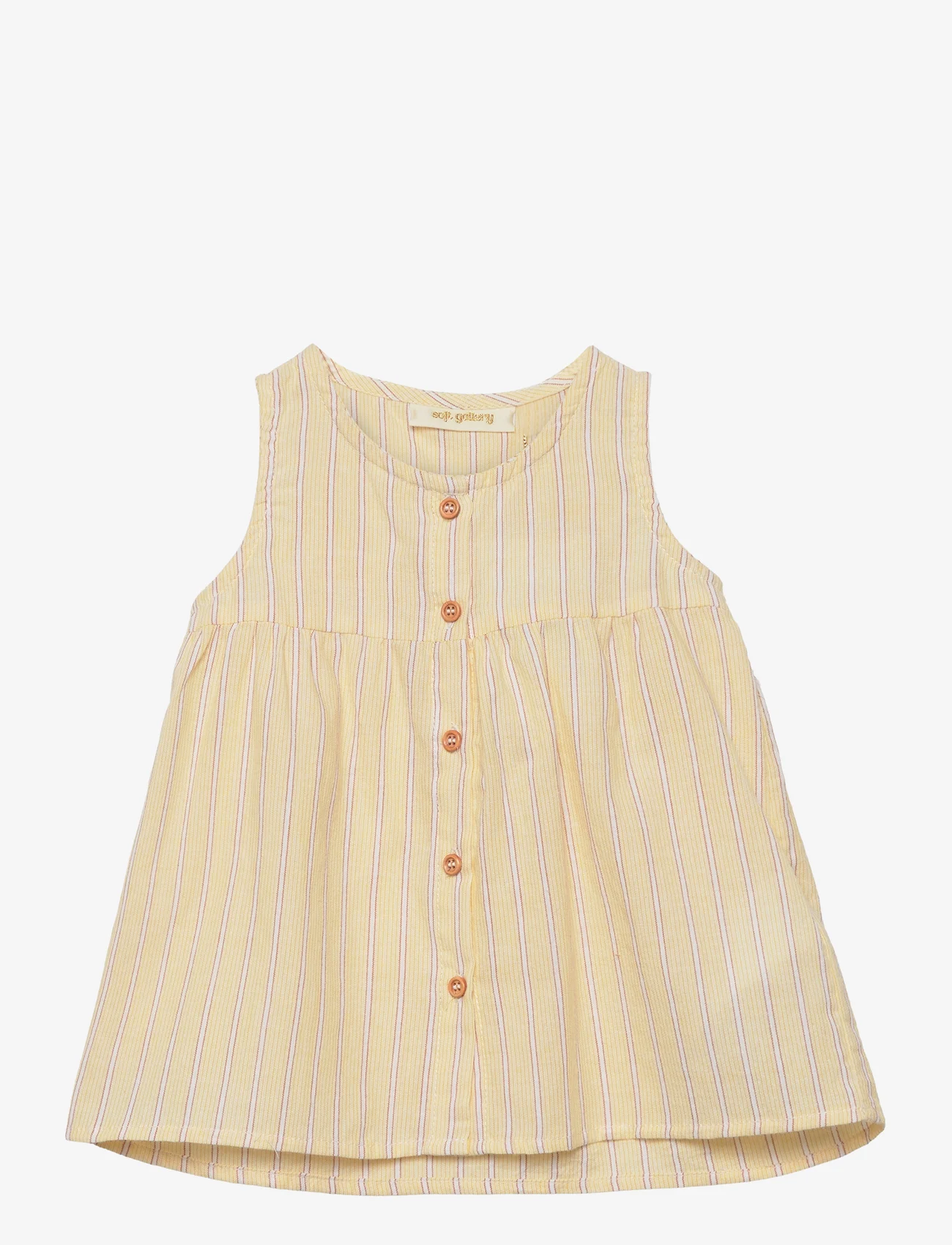 Soft Gallery - SGBLILLEN STRIPE DRESS - casual jurken zonder mouwen - amber yellow - 0