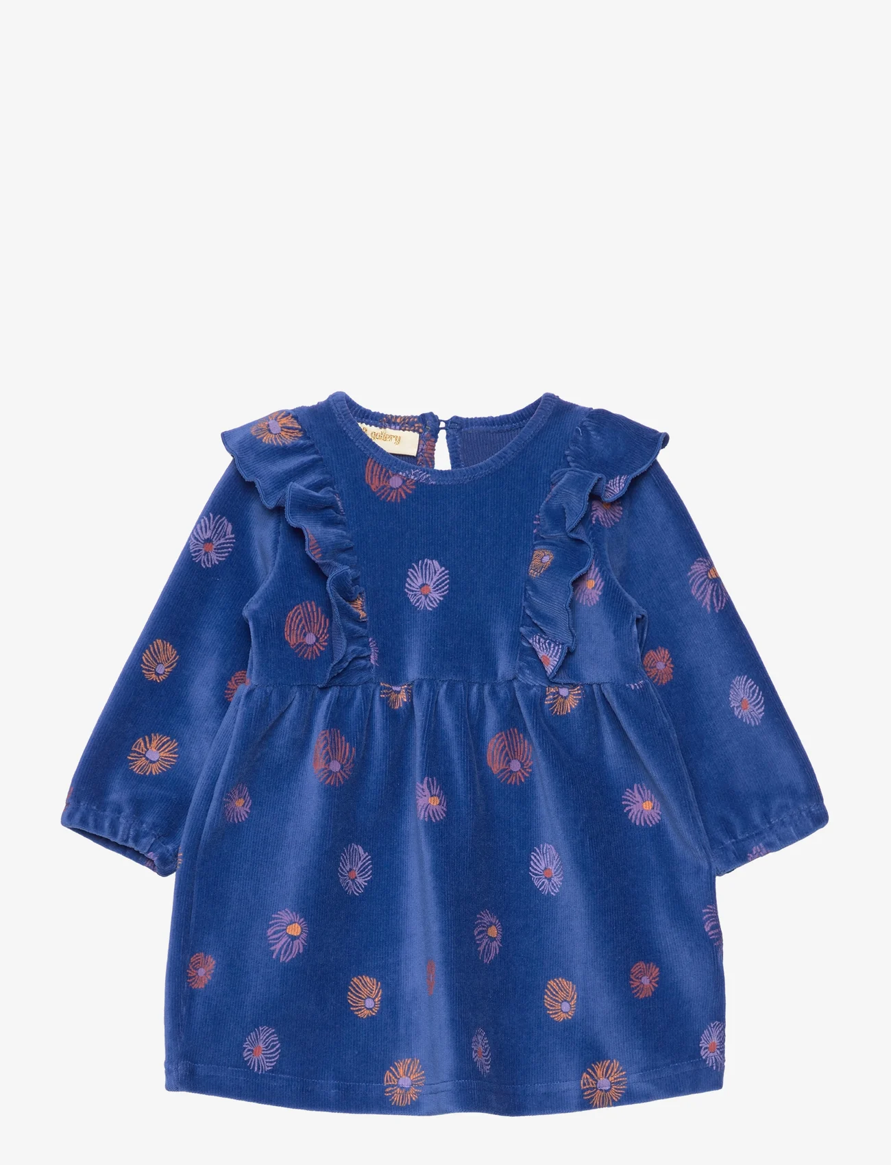 Soft Gallery - SGBELEANOR VELVET FLOWER DRESS - sukienki dla dziewczynek z długim rękawem - true blue - 0
