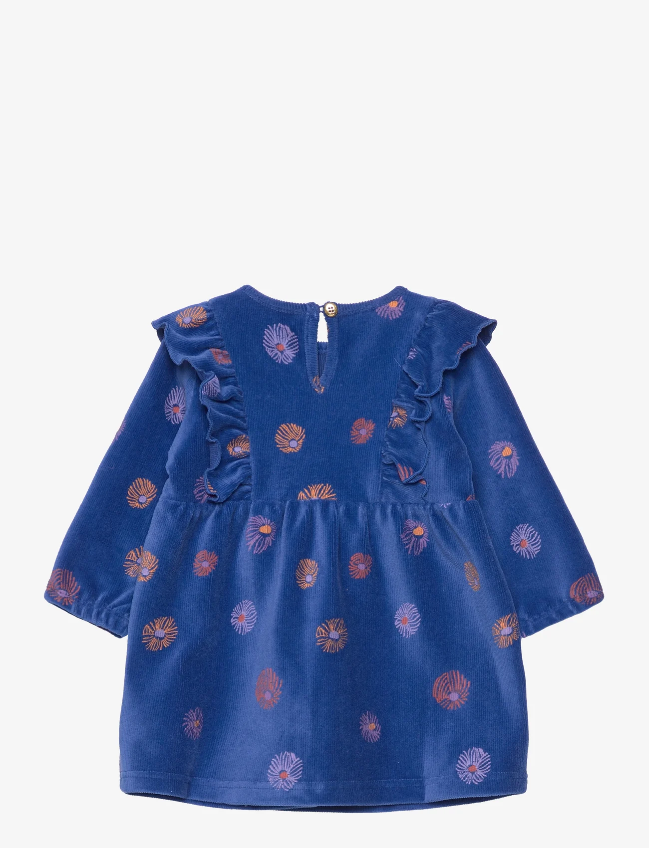 Soft Gallery - SGBELEANOR VELVET FLOWER DRESS - pikkade varrukatega beebi kleidid - true blue - 1