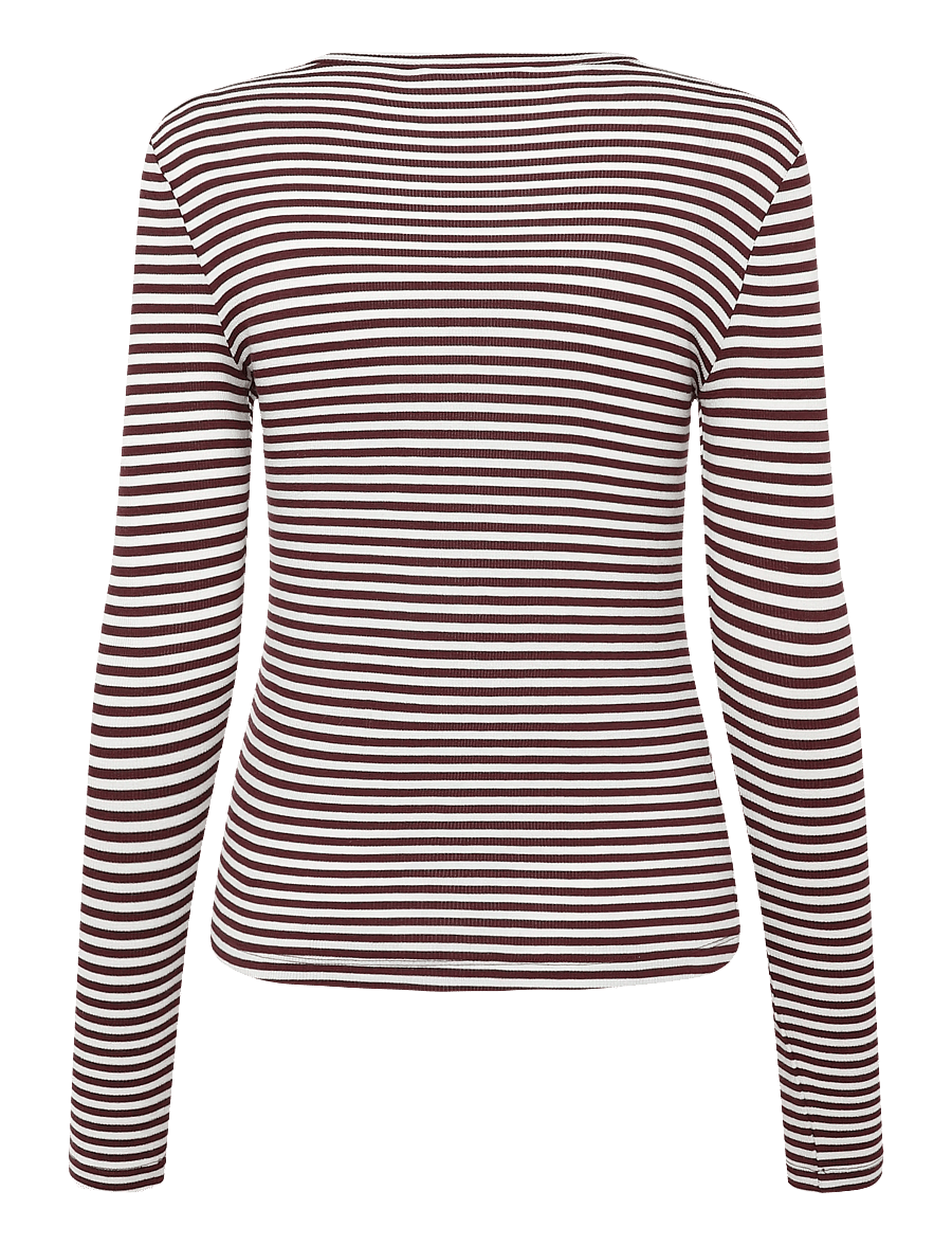 Soft Rebels - SRFenja Stripe O-neck Top - langärmlige tops - 365 vinyard wine - 1