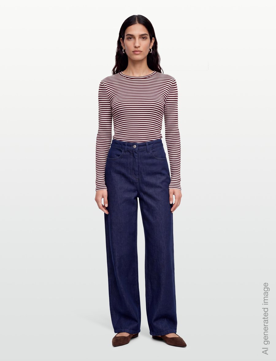 Soft Rebels - SRFenja Stripe O-neck Top - pikkade varrukatega topid - 365 vinyard wine - 0