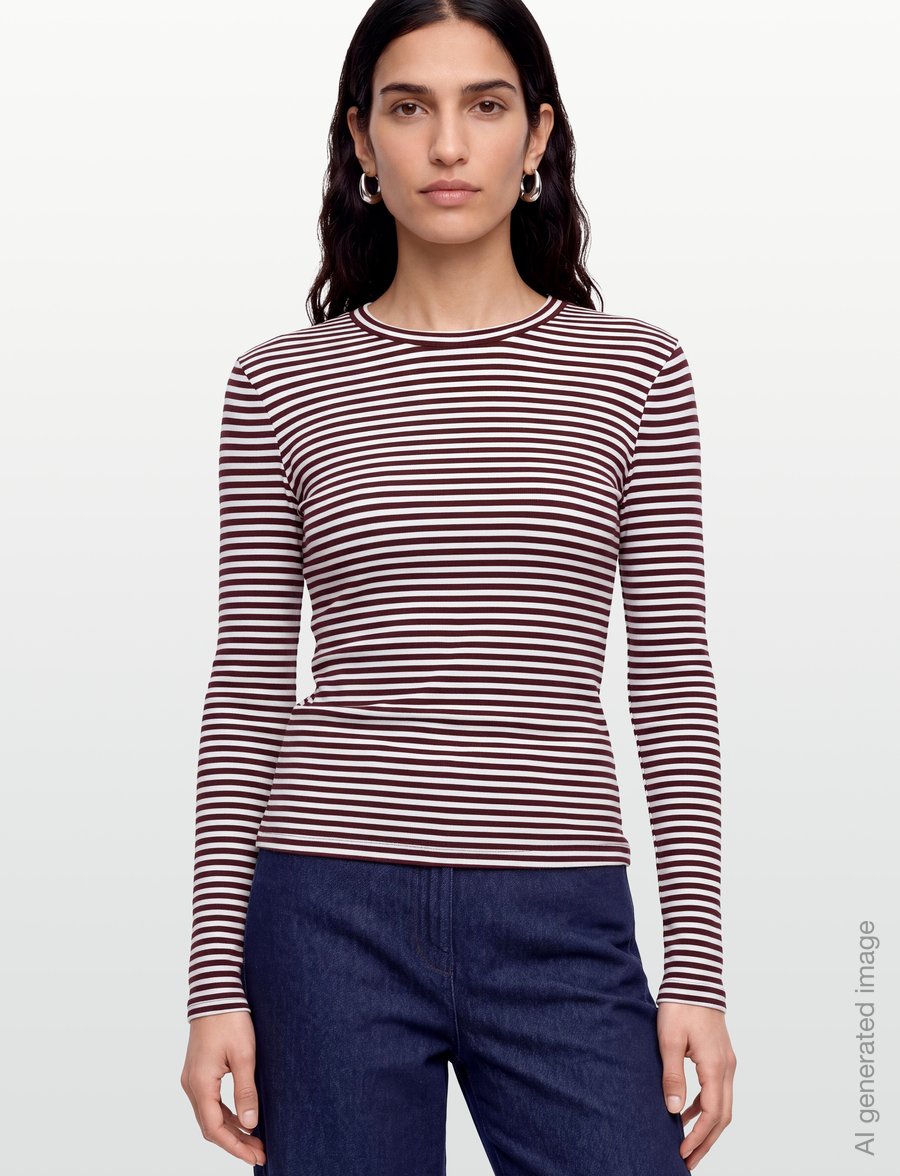 Soft Rebels - SRFenja Stripe O-neck Top - pikkade varrukatega topid - 365 vinyard wine - 3