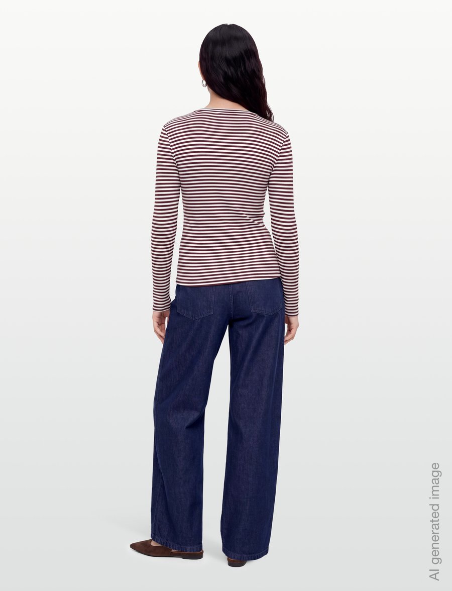 Soft Rebels - SRFenja Stripe O-neck Top - pikkade varrukatega topid - 365 vinyard wine - 4