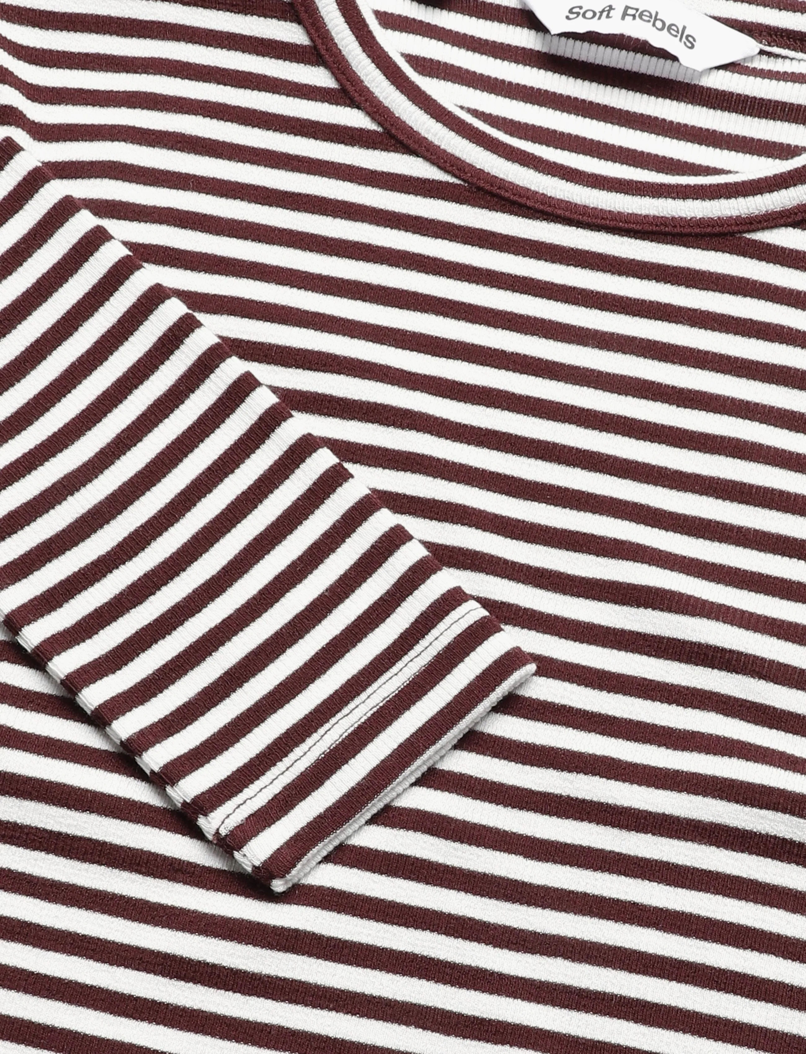 Soft Rebels - SRFenja Stripe O-neck Top - langärmlige tops - 365 vinyard wine - 2