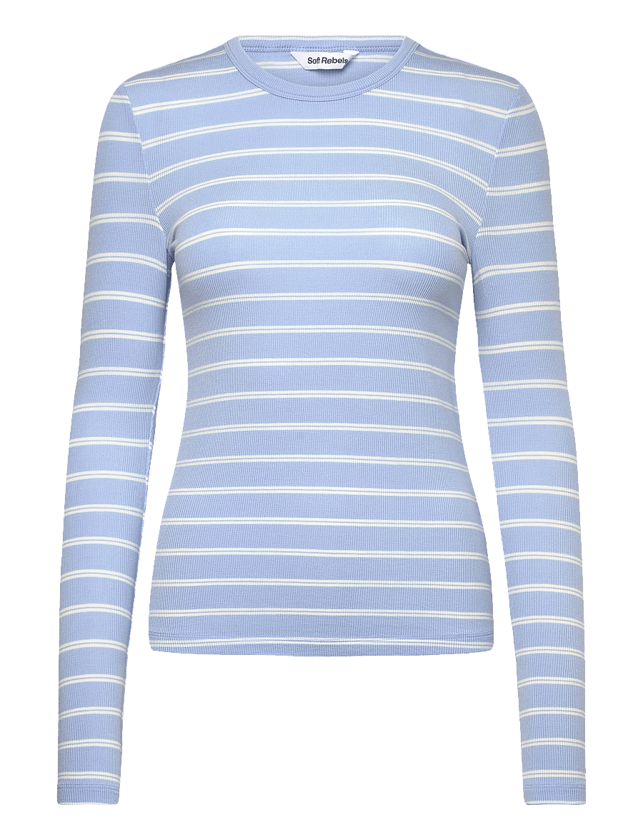Soft Rebels - SRFenja Stripe O-neck Top - langärmlige tops - 678 windsurfer - 1