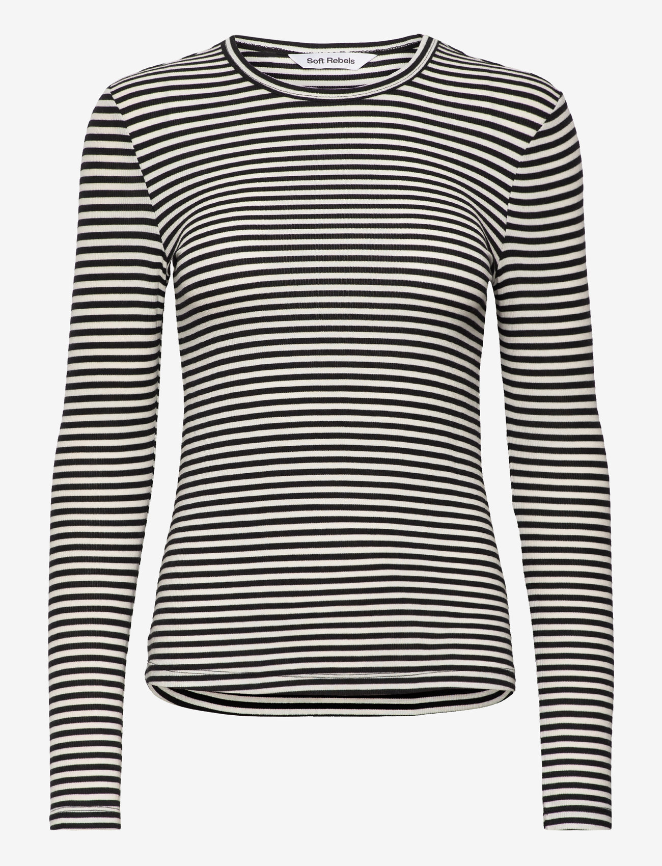 Soft Rebels - SRFenja Stripe O-neck Top - efterårstøj - black - 1
