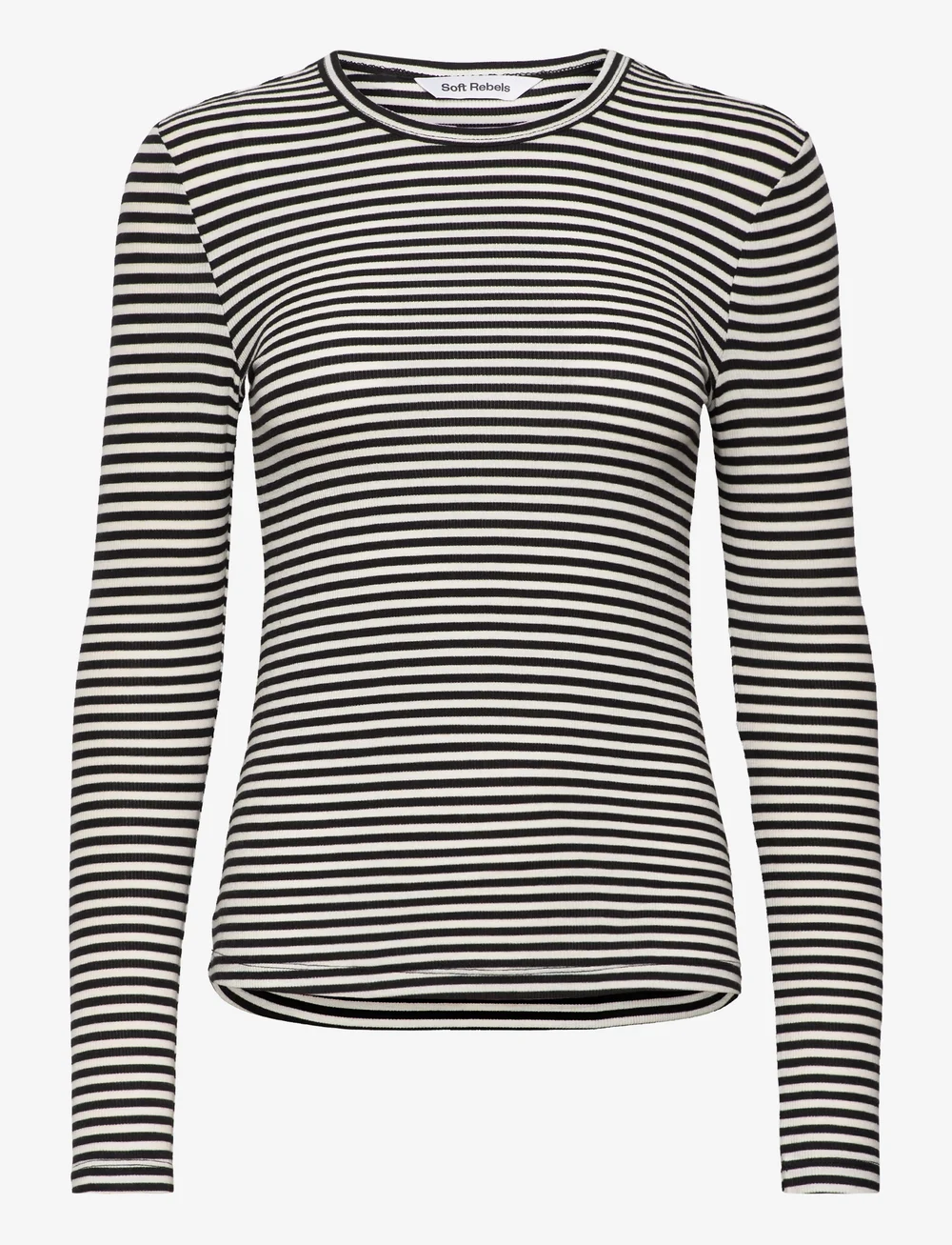 Soft Rebels - SRFenja Stripe O-neck Top - långärmade toppar - black - 1