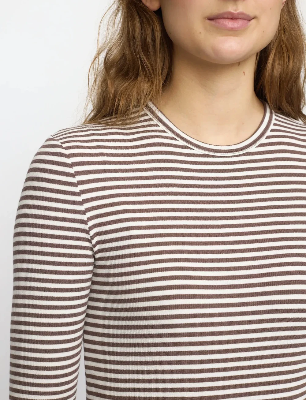 Soft Rebels - SRFenja Stripe O-neck Top - langärmlige tops - coffee quartz - 0