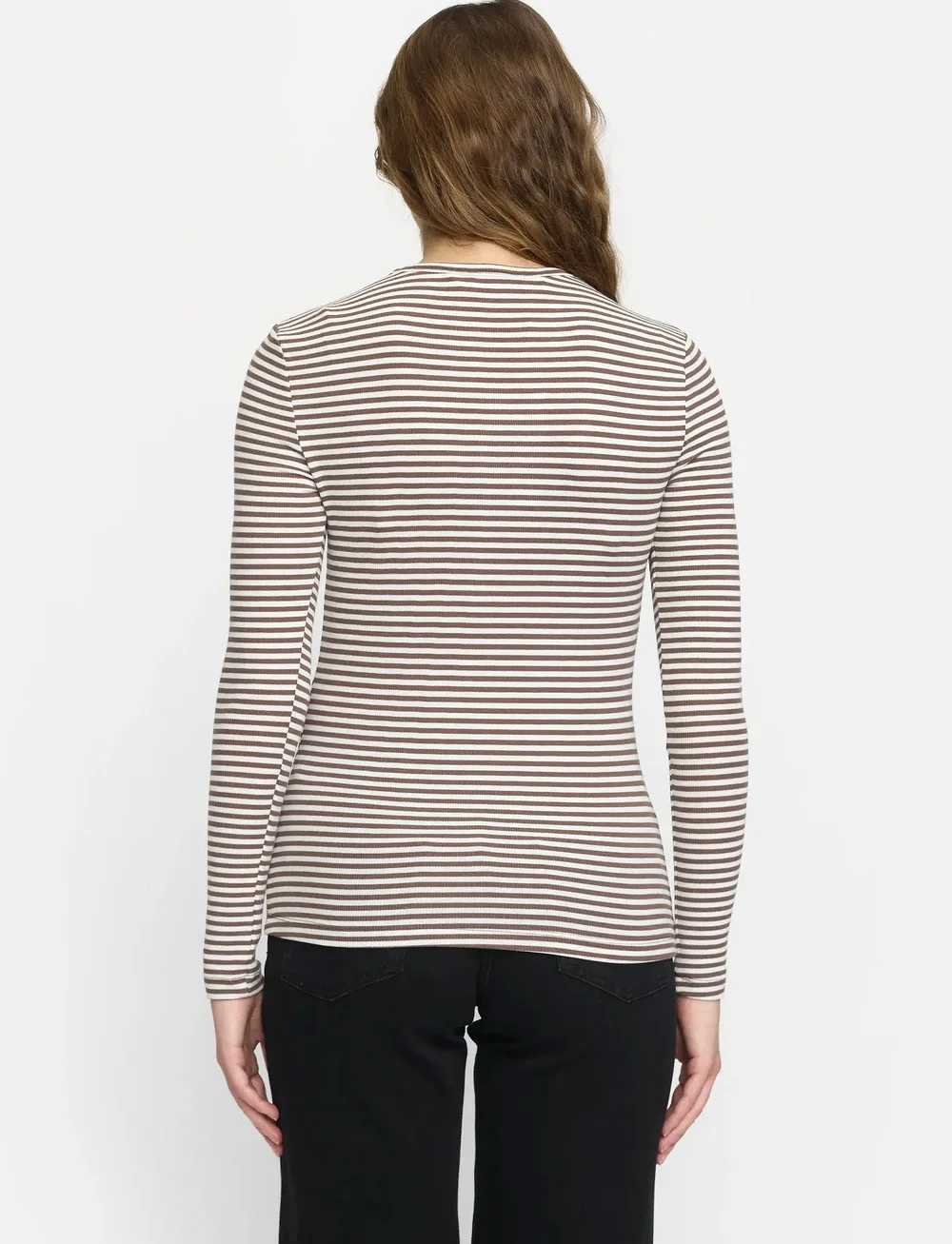 Soft Rebels - SRFenja Stripe O-neck Top - langärmlige tops - coffee quartz - 3