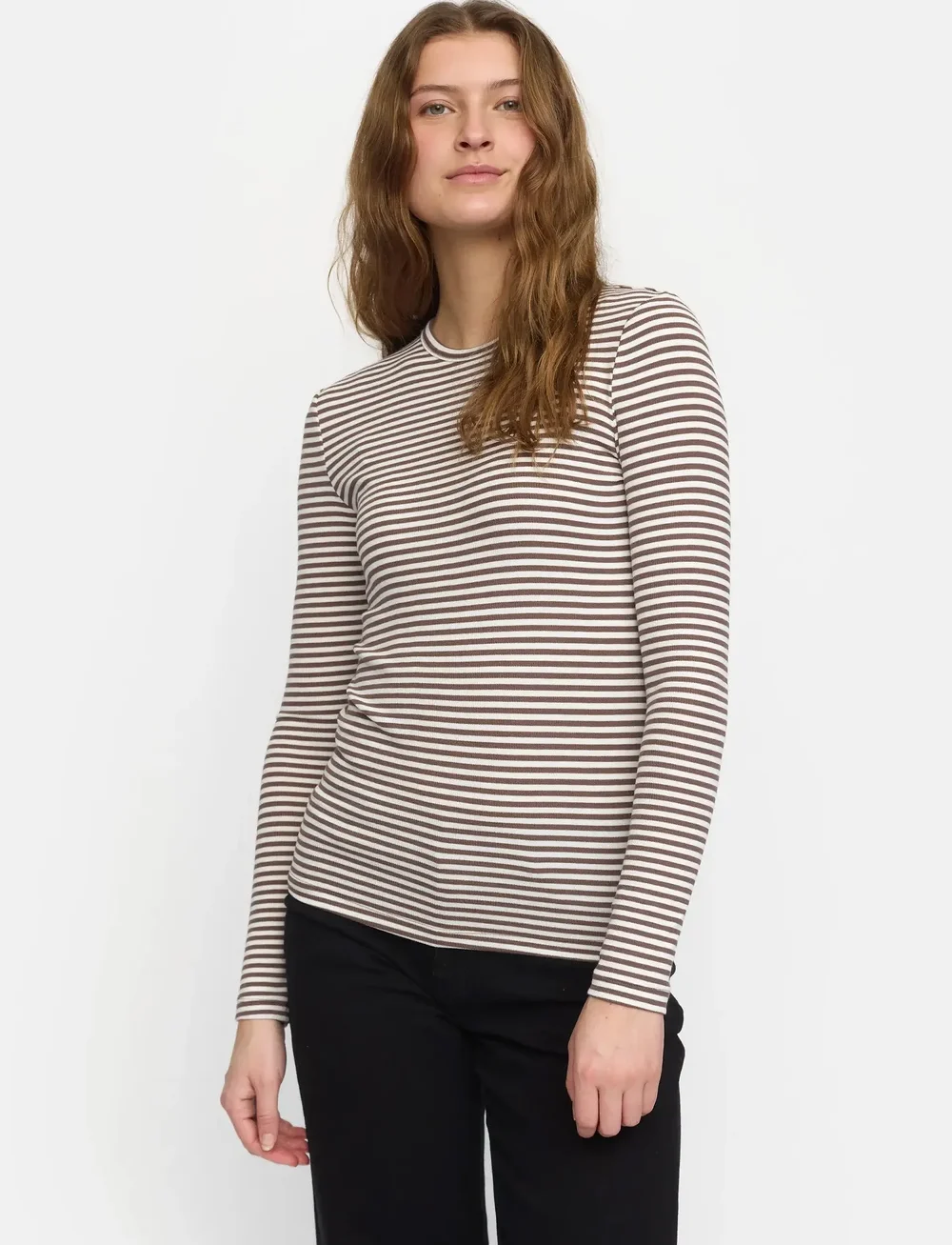 Soft Rebels - SRFenja Stripe O-neck Top - langärmlige tops - coffee quartz - 4
