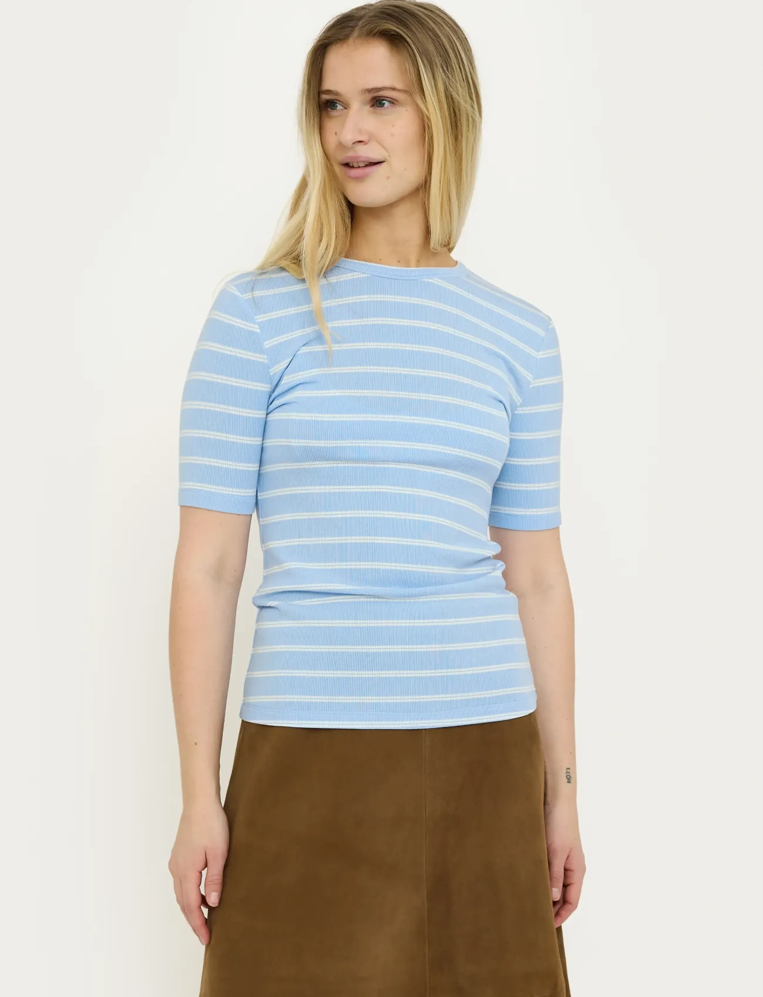 Soft Rebels Srfenja Stripe Ss Top, L, Blue, T-Shirts & Toppe > Kortærmede, Dame