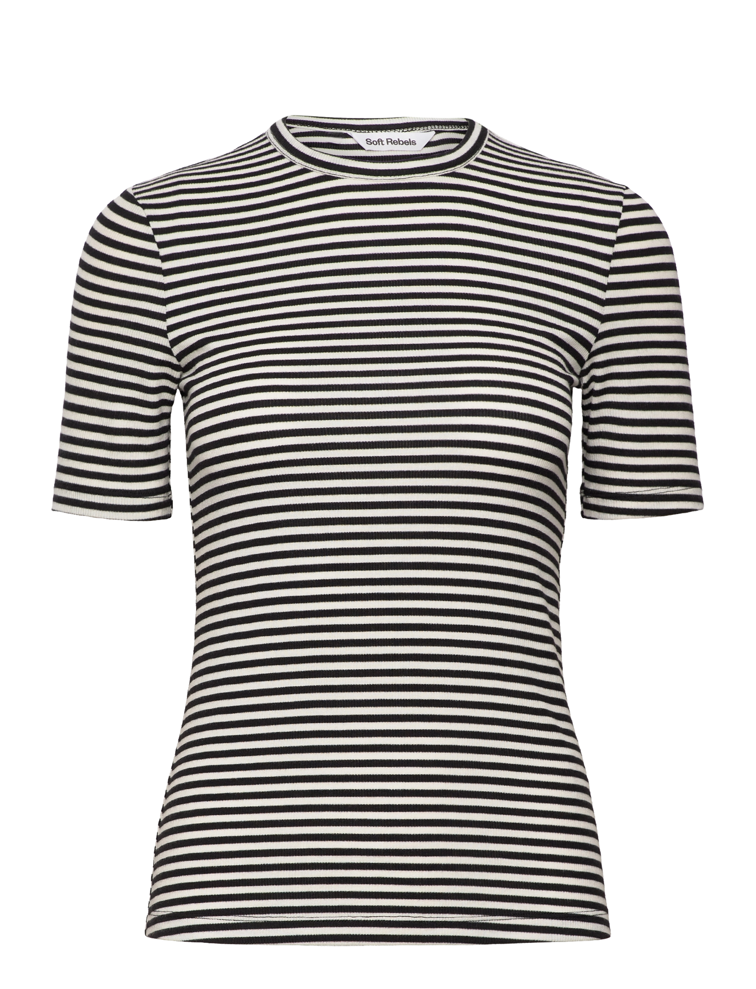SOFT REBELS Srfenja Stripe Ss Oberteil Schwarz - XS - Damen