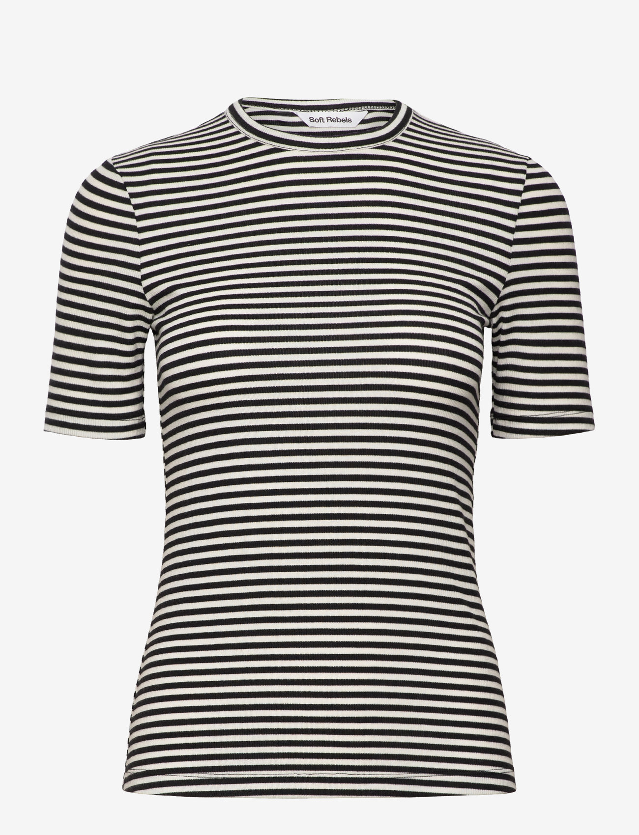 Soft Rebels - SRFenja Stripe SS Top - t-shirts - black - 1