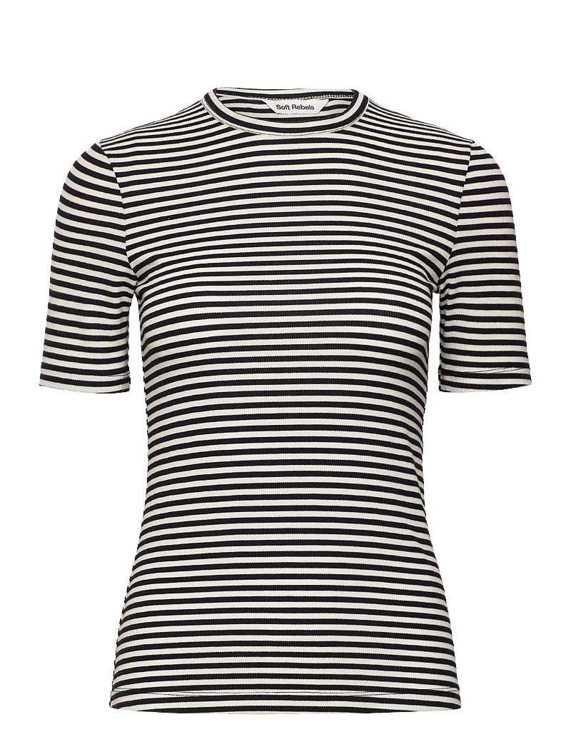 Soft Rebels - SRFenja Stripe SS Top - t-shirts - black - 1