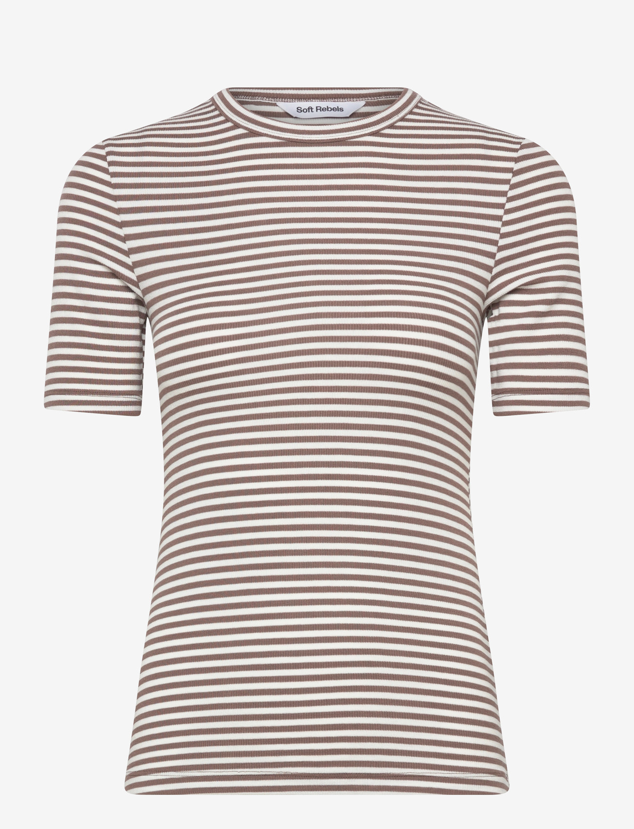 Soft Rebels - SRFenja Stripe SS Top - t-shirts - coffee quartz - 0