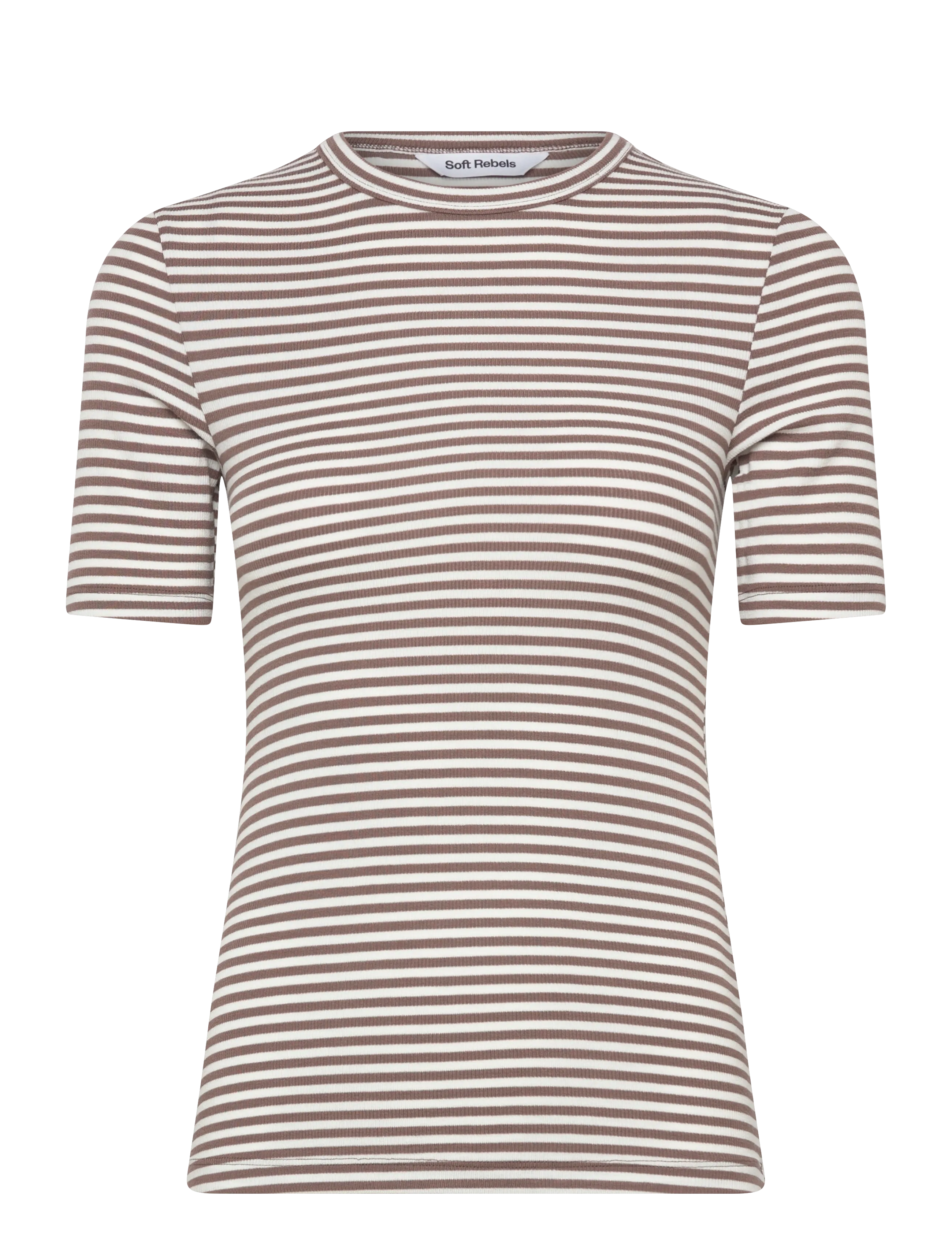 Soft Rebels SRFenja Stripe SS Top - T-shirts & Toppe - COFFEE QUARTZ / brown