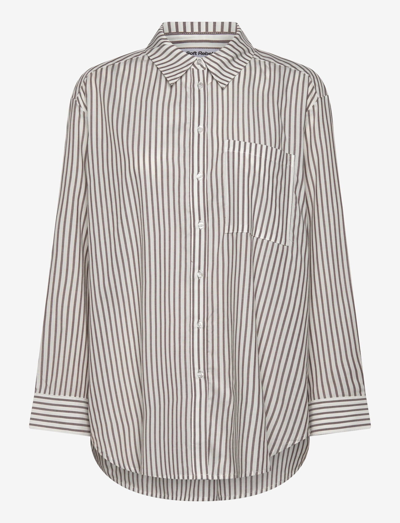 Soft Rebels - SRVeronica Striped Shirt - langærmede skjorter - stripe snow white with coffee quart - 1