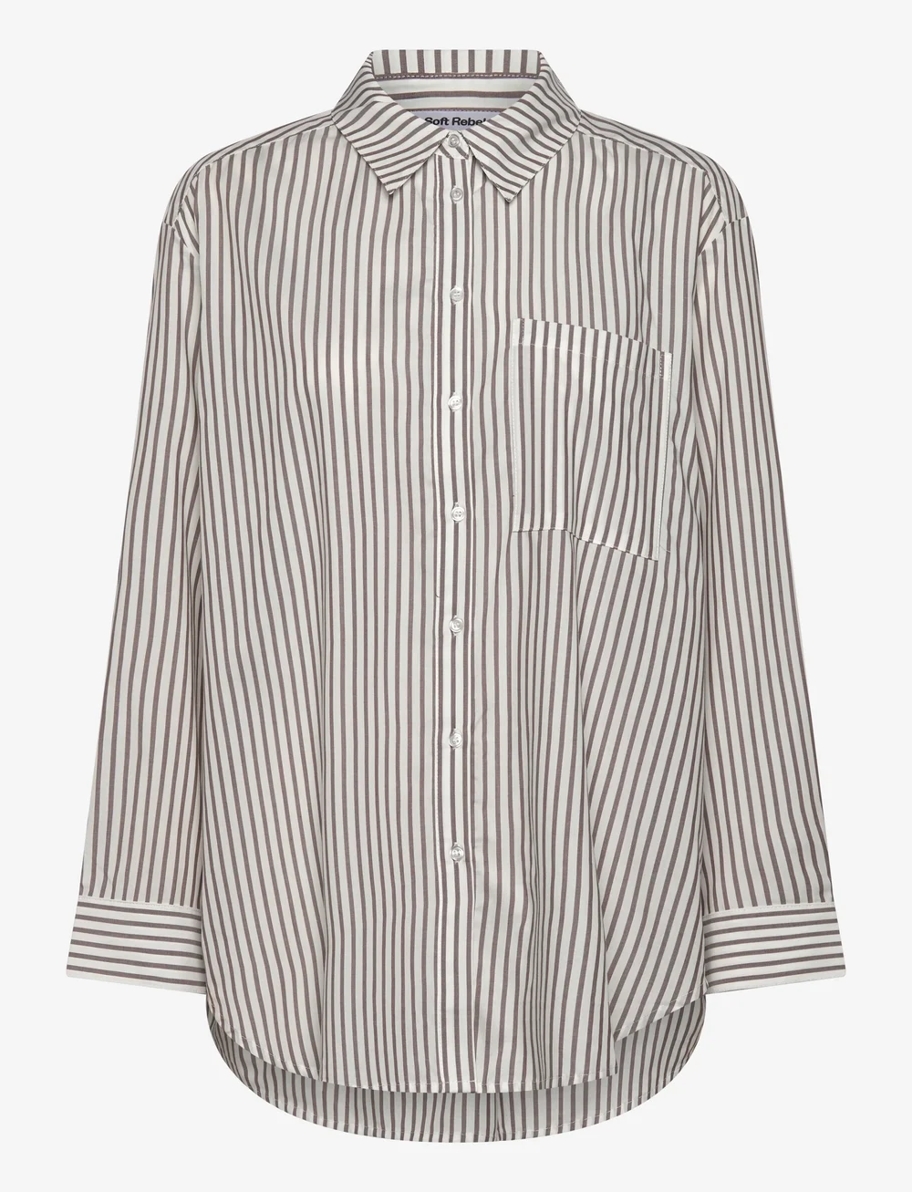 Soft Rebels - SRVeronica Striped Shirt - pitkähihaiset kauluspaidat - stripe snow white with coffee quart - 1