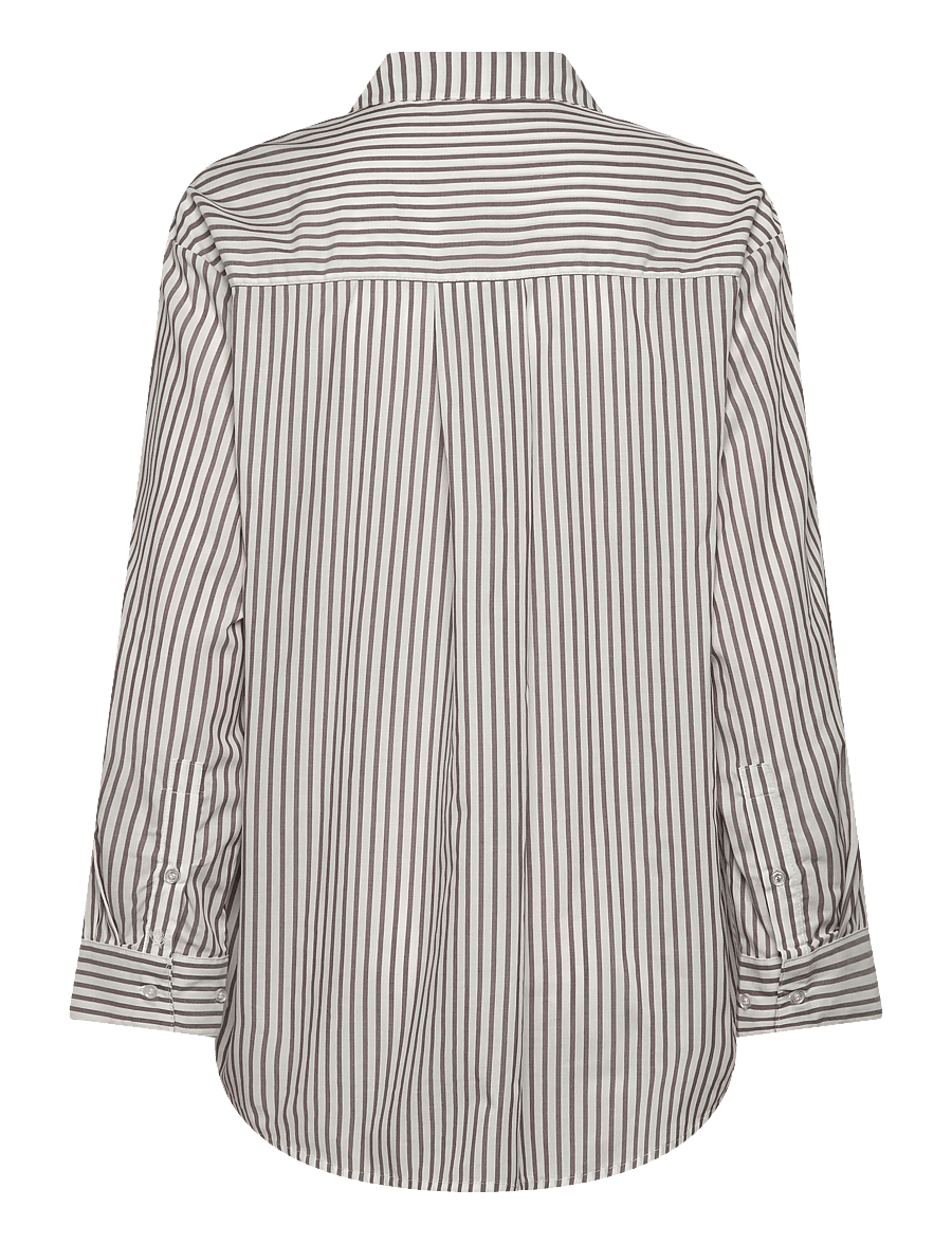 Soft Rebels - SRVeronica Striped Shirt - langärmlige hemden - stripe snow white with coffee quart - 2