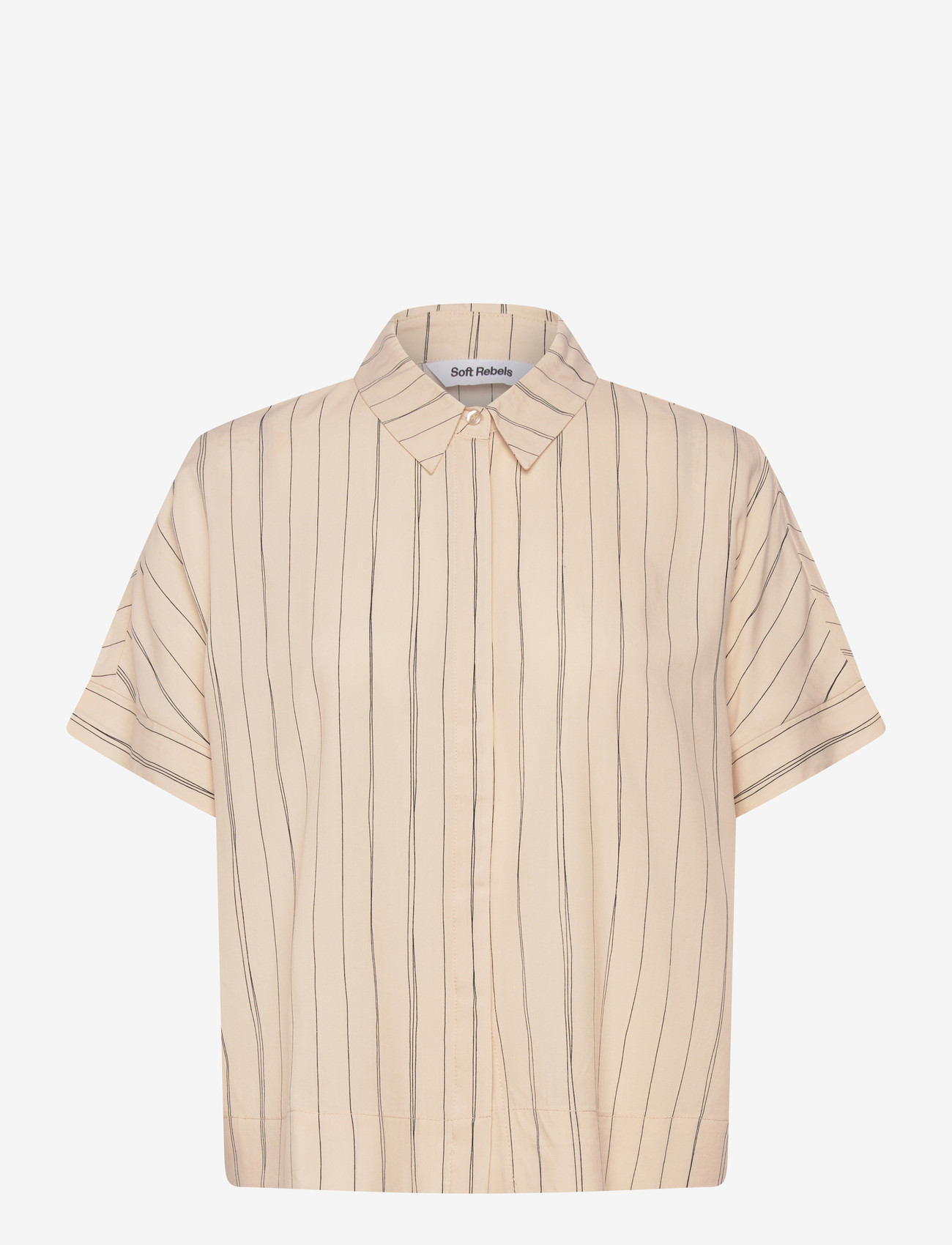 Soft Rebels - SRMargot Freedom Striped SS Shirt - lühikeste varrukatega särgid - hand drawn stripe smoke gray - 0