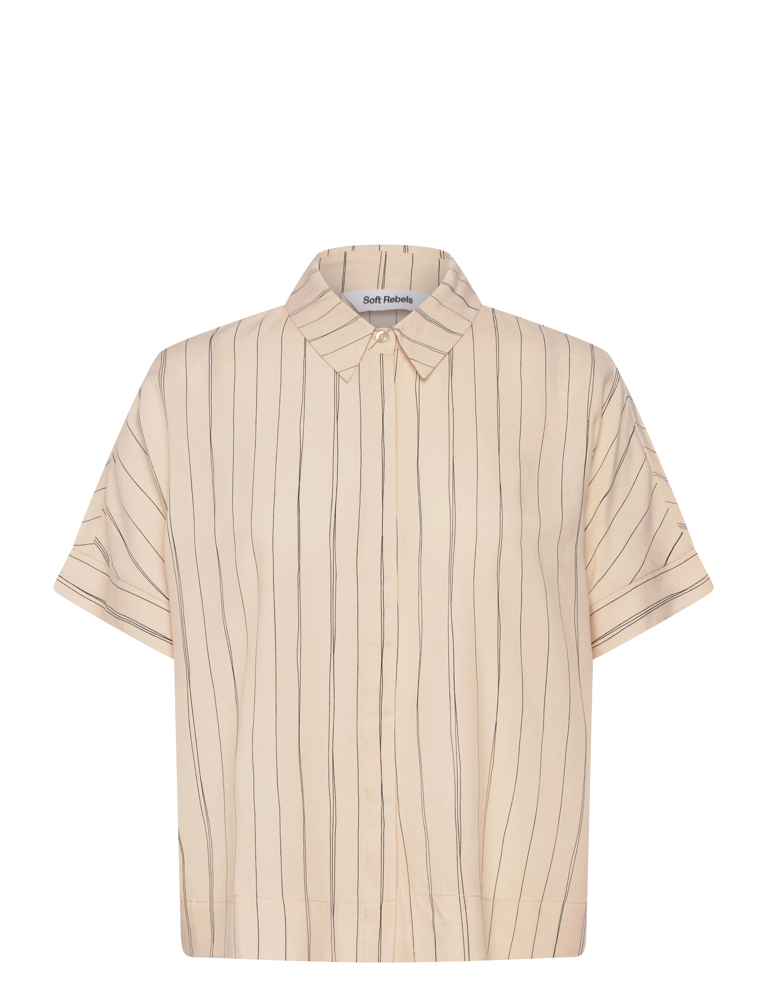 Soft Rebels SRMargot Freedom Striped SS Shirt - Kläder - HAND DRAWN STRIPE SMOKE GRAY / cream