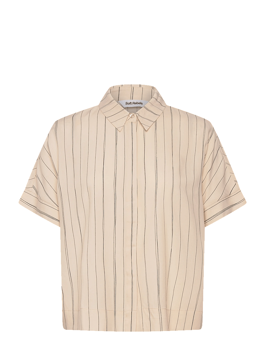 Soft Rebels - SRMargot Freedom Striped SS Shirt - overhemden met korte mouwen - hand drawn stripe smoke gray - 1