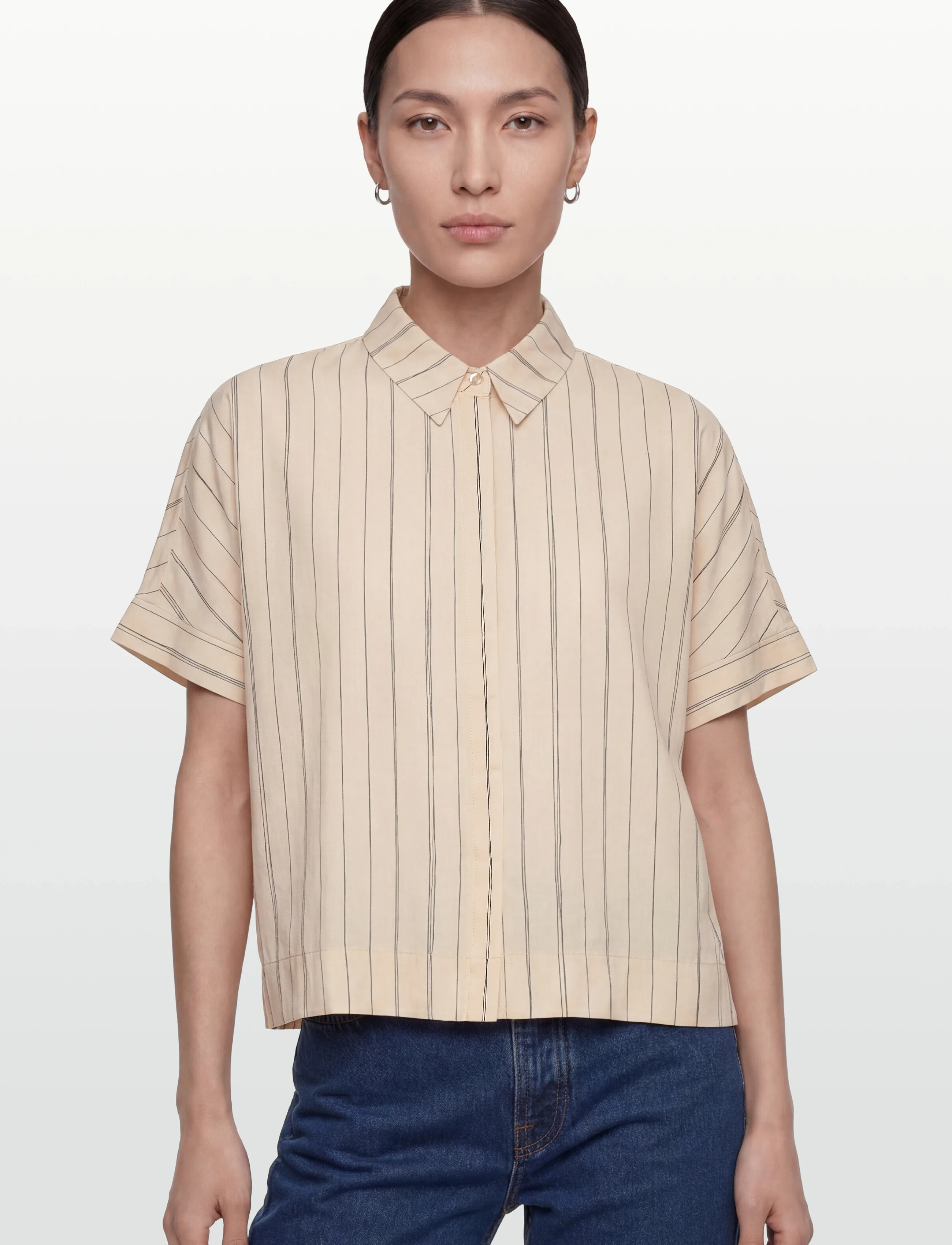 Soft Rebels - SRMargot Freedom Striped SS Shirt - kortærmede skjorter - hand drawn stripe smoke gray - 3