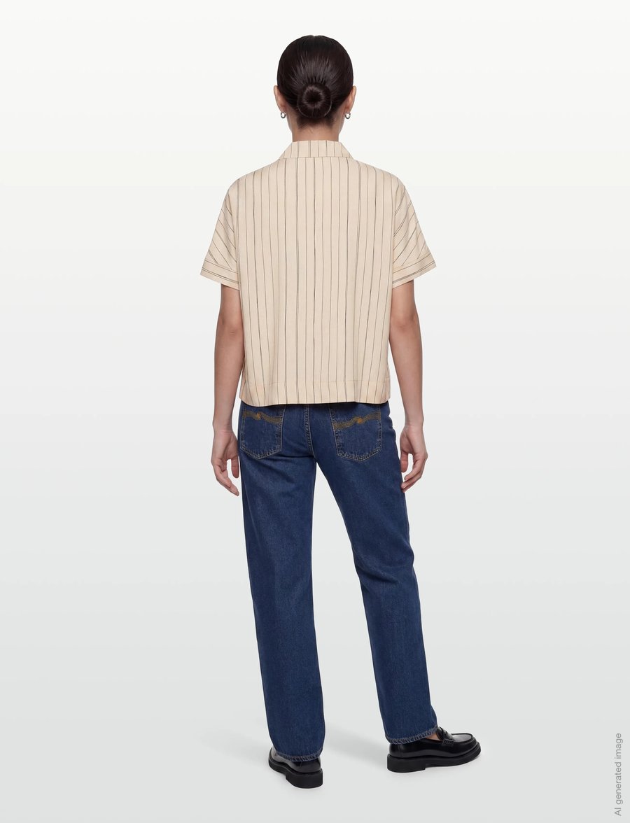 Soft Rebels - SRMargot Freedom Striped SS Shirt - overhemden met korte mouwen - hand drawn stripe smoke gray - 4