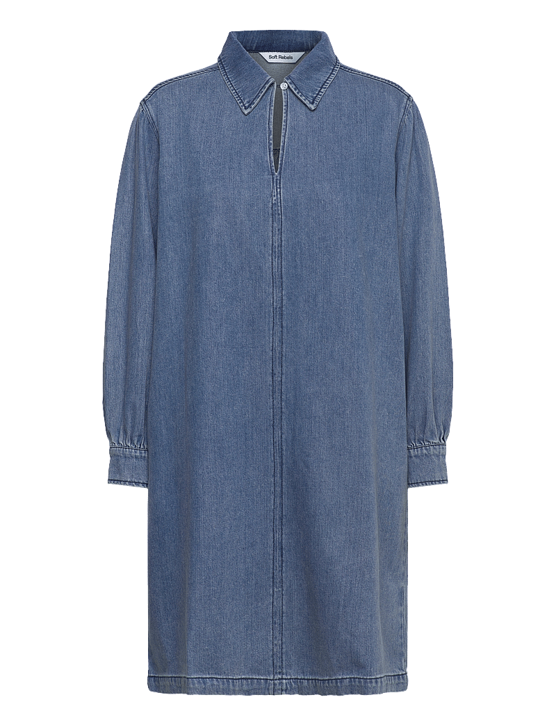 Soft Rebels - SRKeira Dress - skjortekjoler - dark blue denim - 1