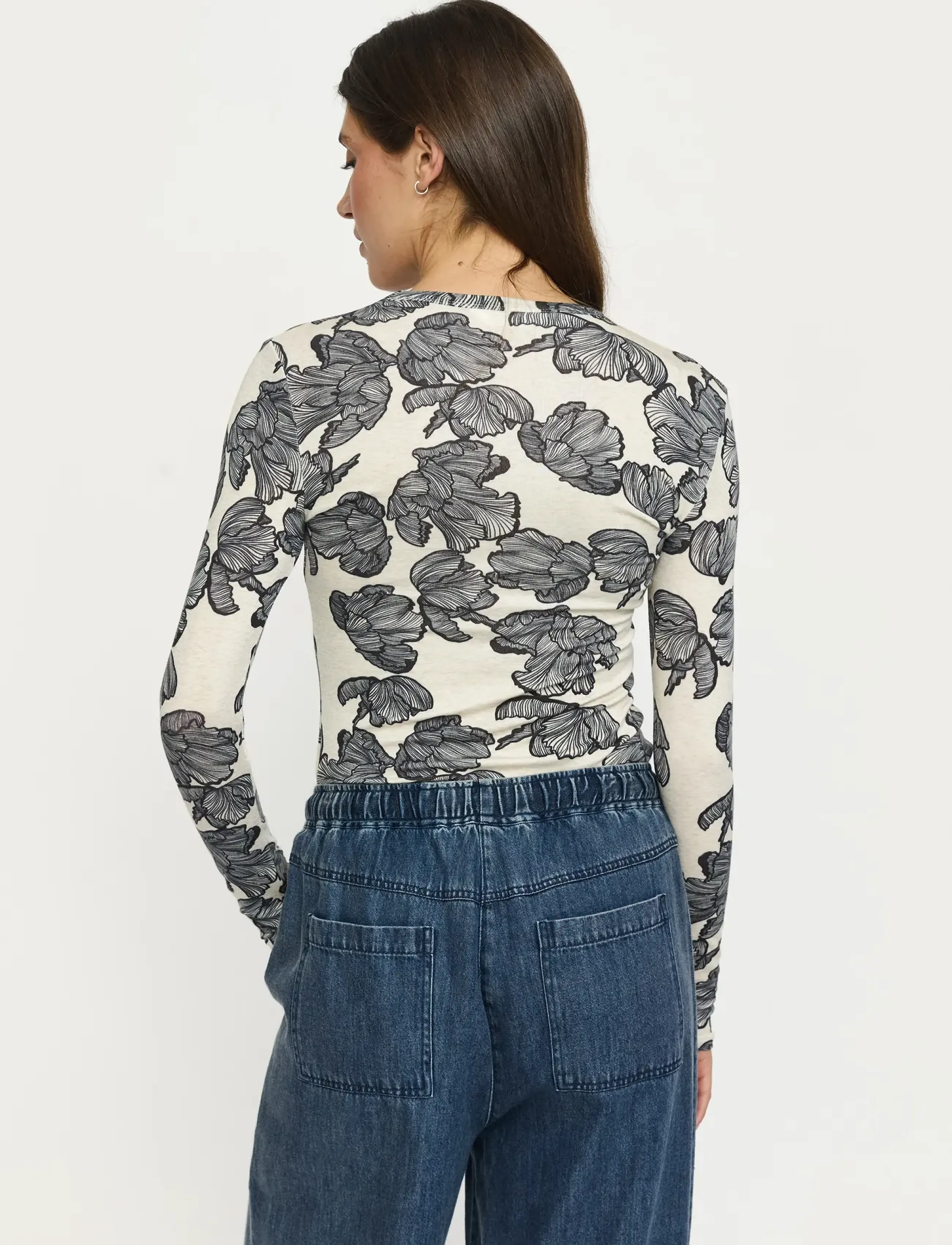 Soft Rebels - SRRoman O-neck Printed - flower frill arctic wolf - 3